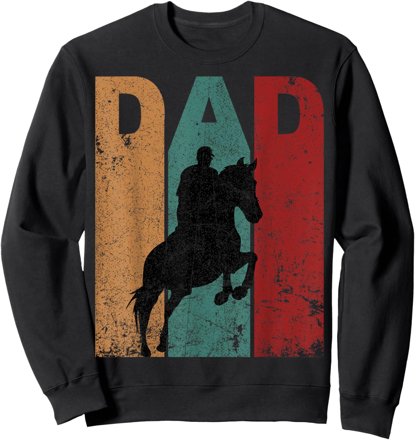 Vintage Horseback Riding Dad Silhouette Father's Day Retro Sweatshirt - Sweatshirt | Black