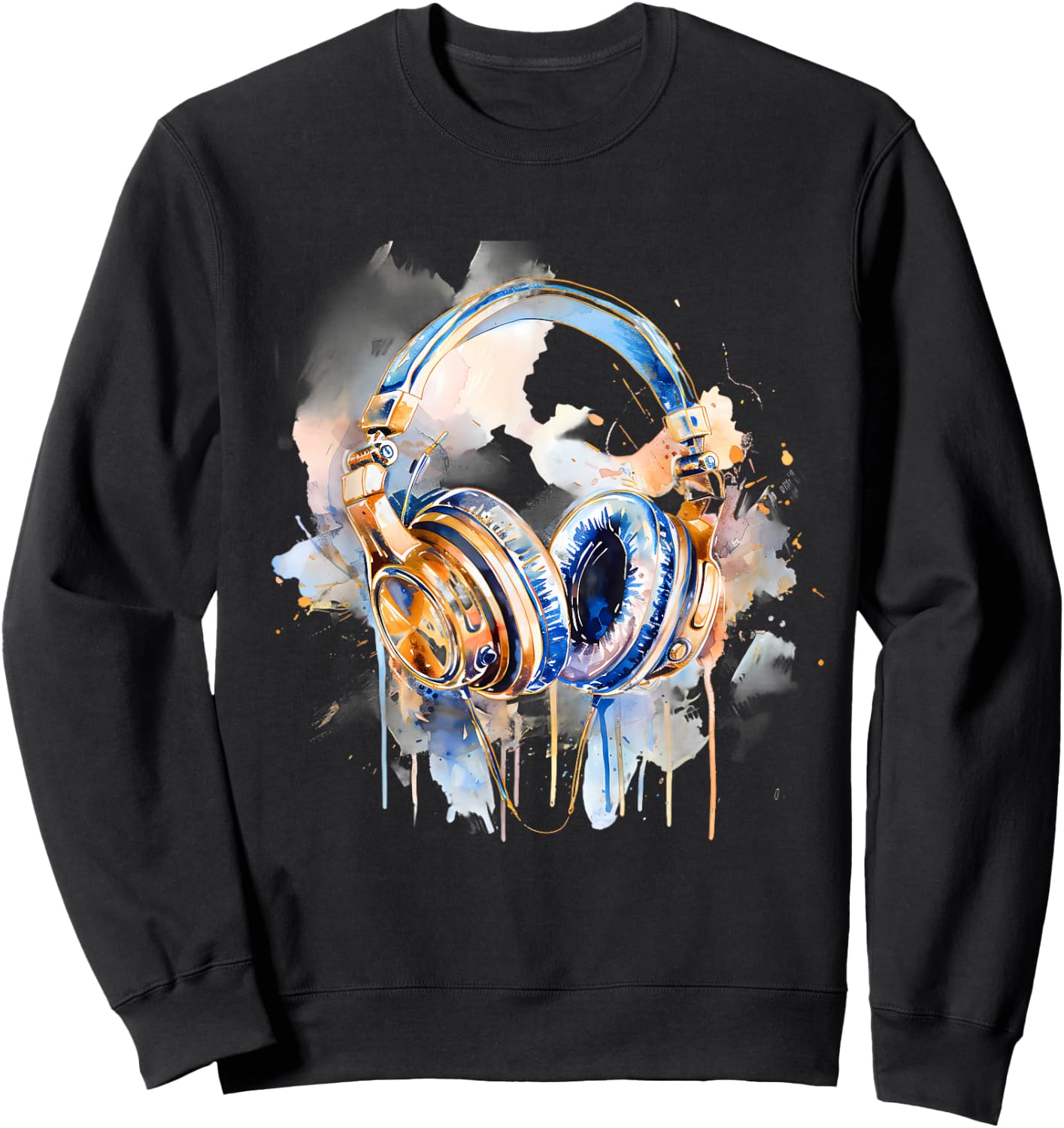 Headphones Music DJ Splash EDM Music Headphones Music Lover Sweatshirt - Sweatshirt | Black