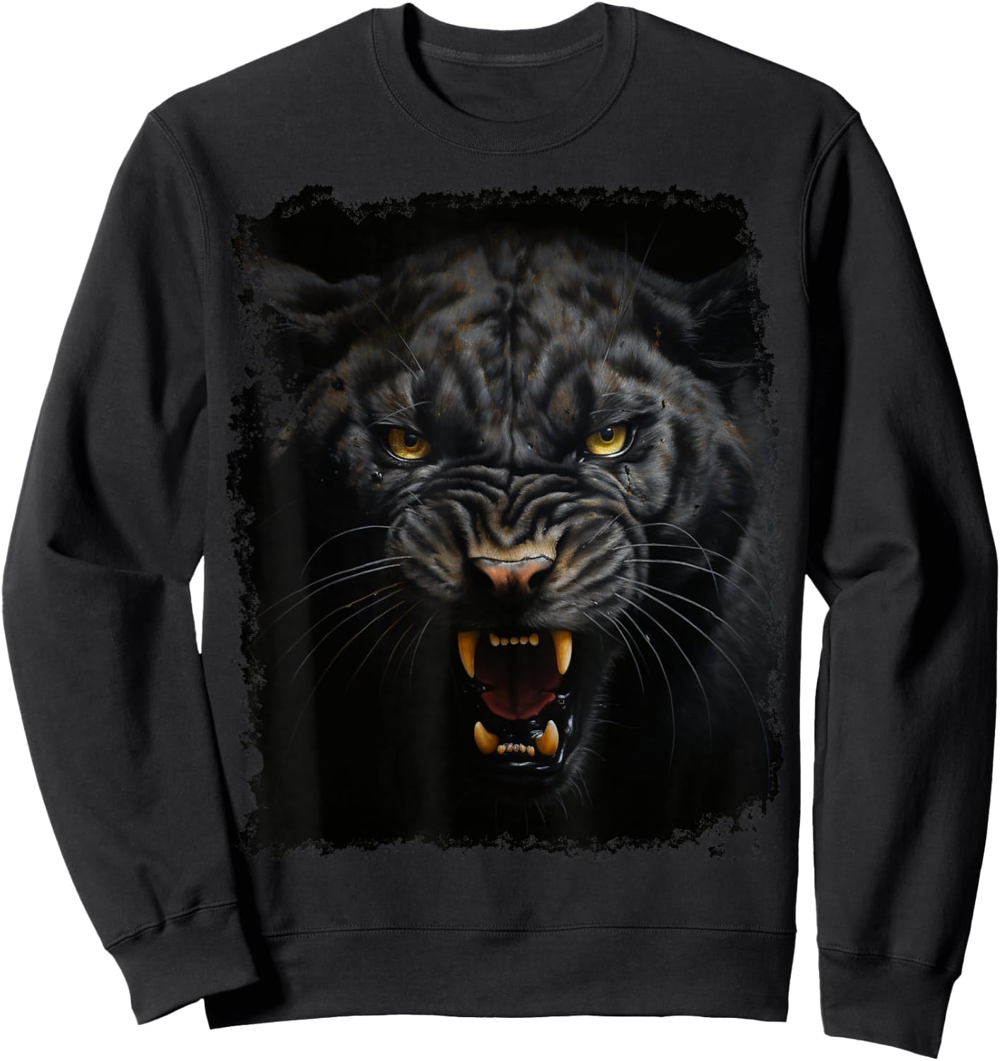 Noah&Friends Panther Animal Print - Women's Regular Fit Black Small Short Sleeve Sweatshirt - Sweatshirt | Black