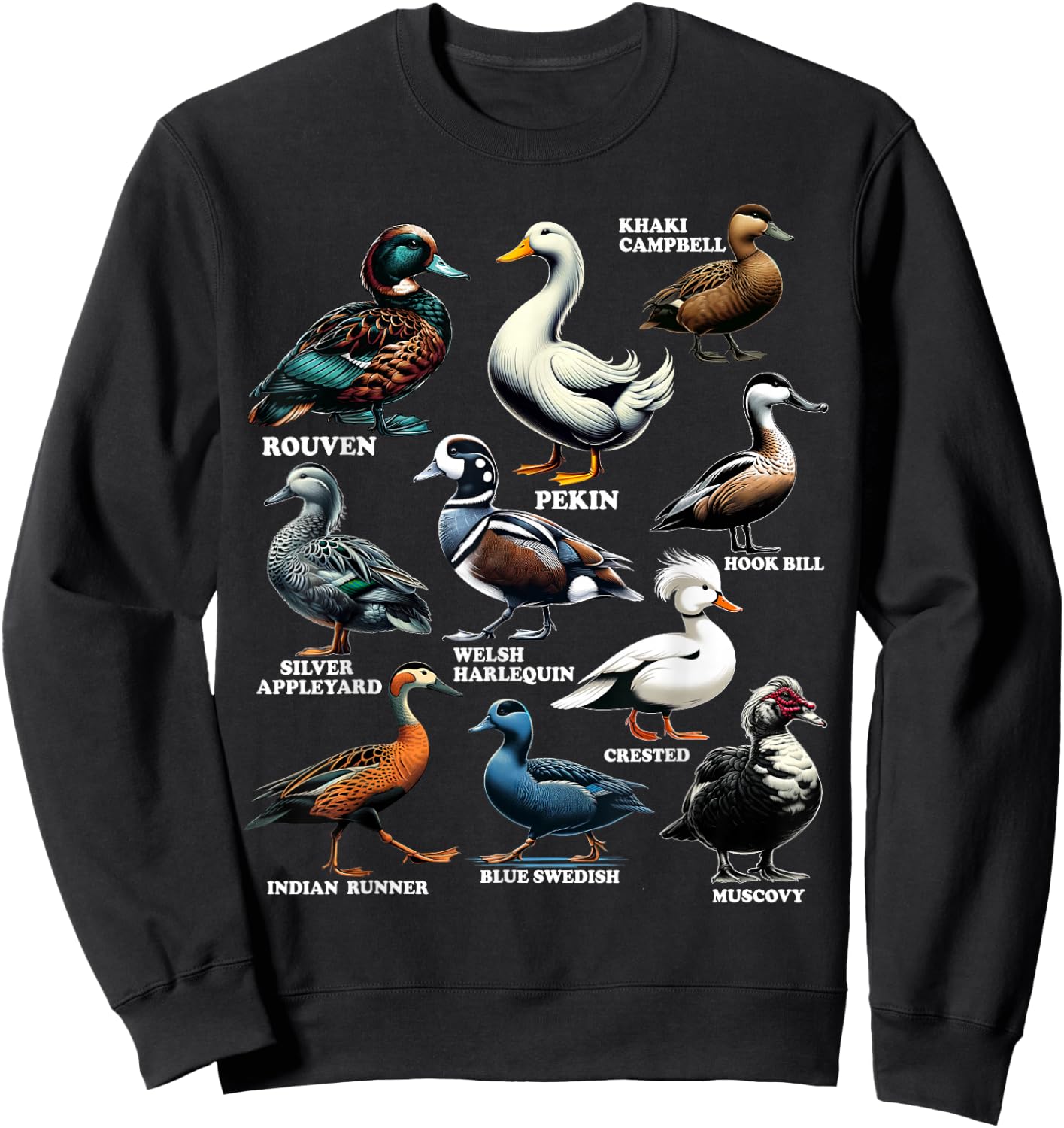Types Of Duck Shirt for Ducks Lovers Women Kids Girls Sweatshirt - Sweatshirt | Black