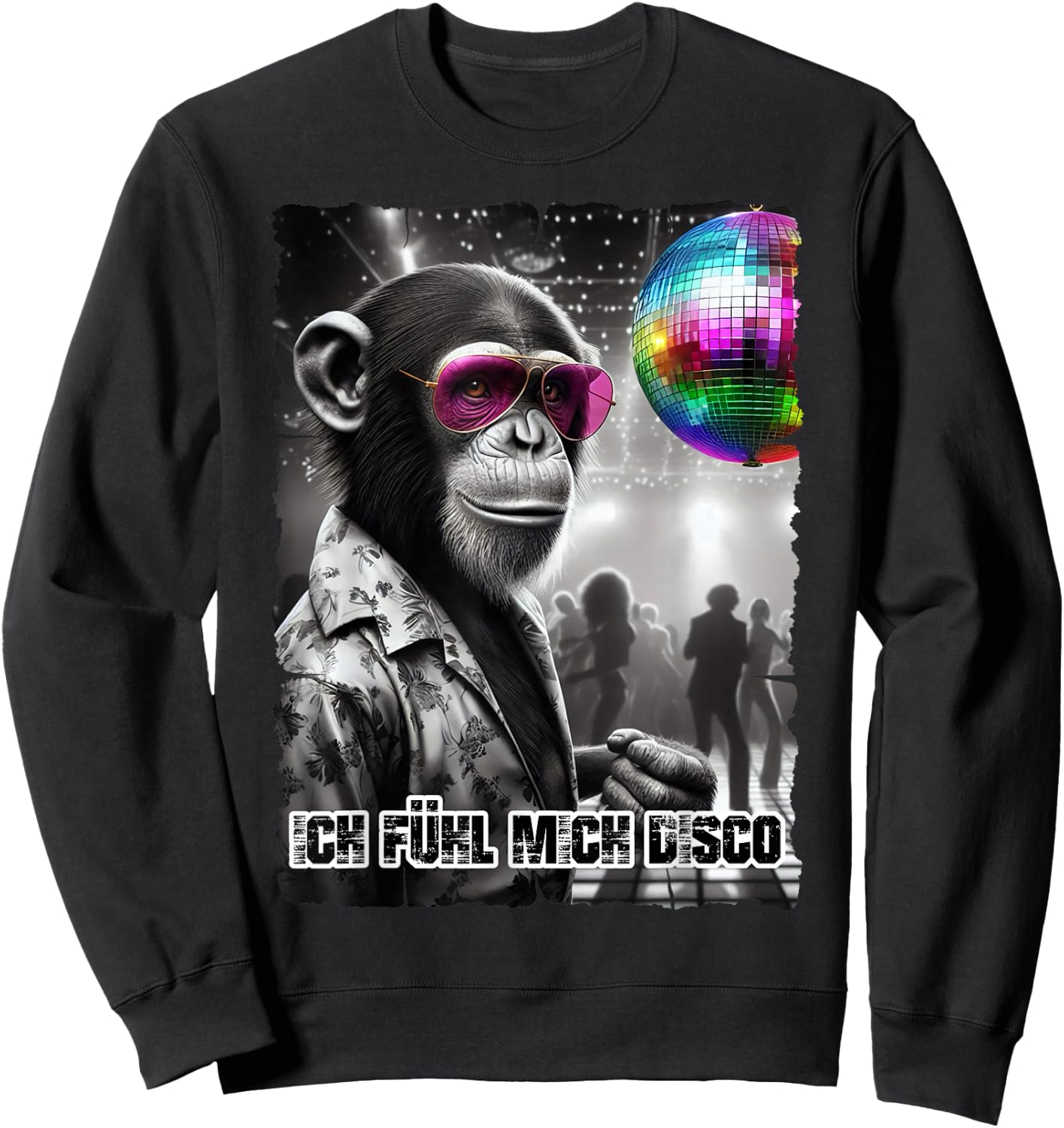 with German Text "Ich Fühl Mich Fühl Mich Disco Ball", black Sweatshirt - Sweatshirt | Black