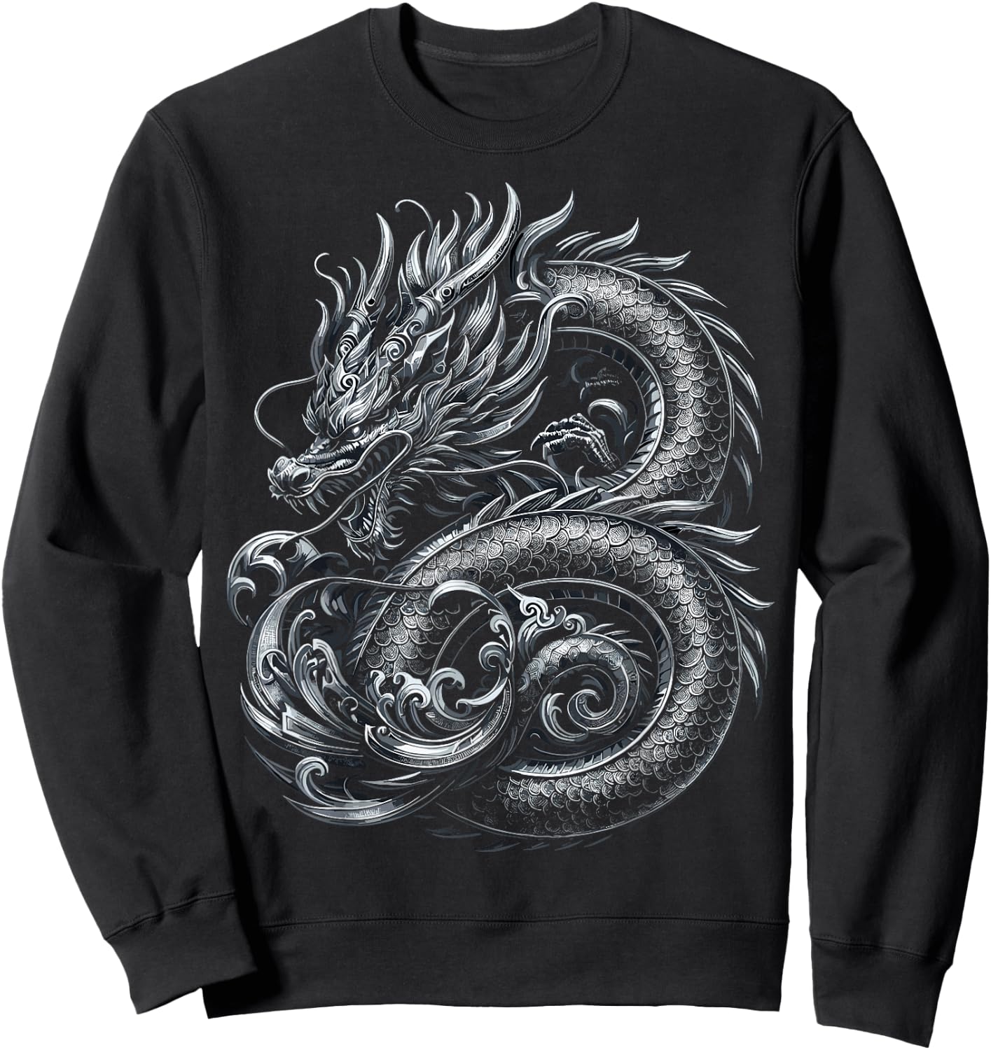 Silver Dragon Graphic Sweatshirt - Sweatshirt | Black