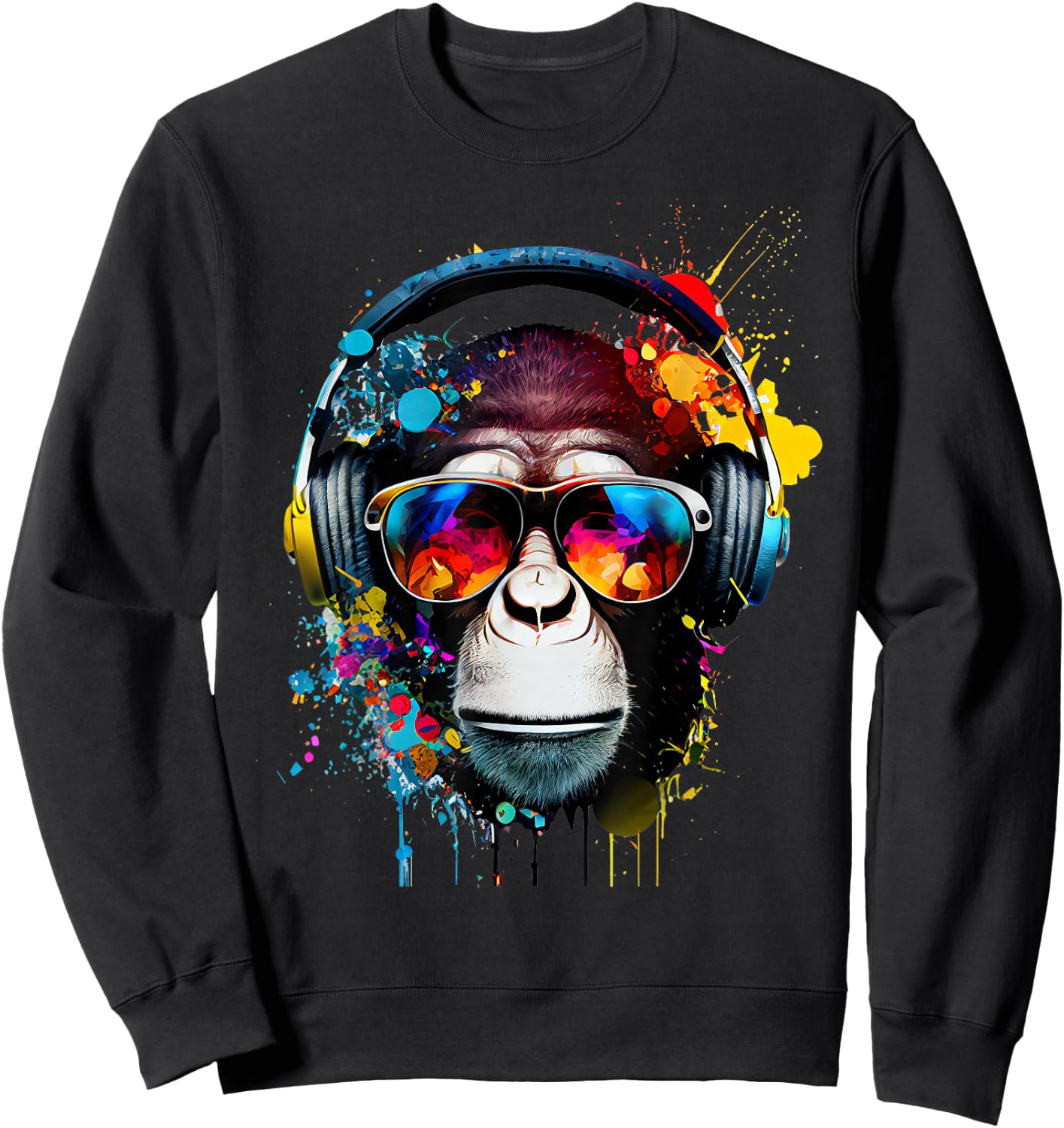 Affen Kopfhörer Urlaub Musikfan Natur Urlauber Dschungel Sweatshirt - Sweatshirt | Black