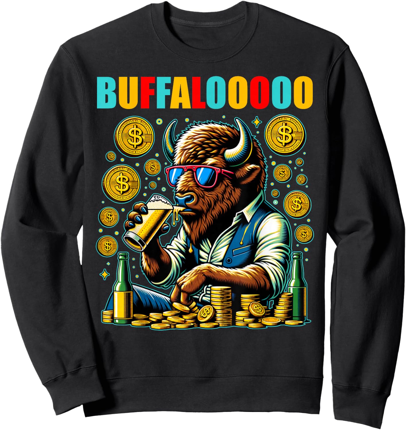 Lucky Buffalo Casino Slot Machine BUFFALOOOOO Gambling Sweatshirt - Sweatshirt | Black