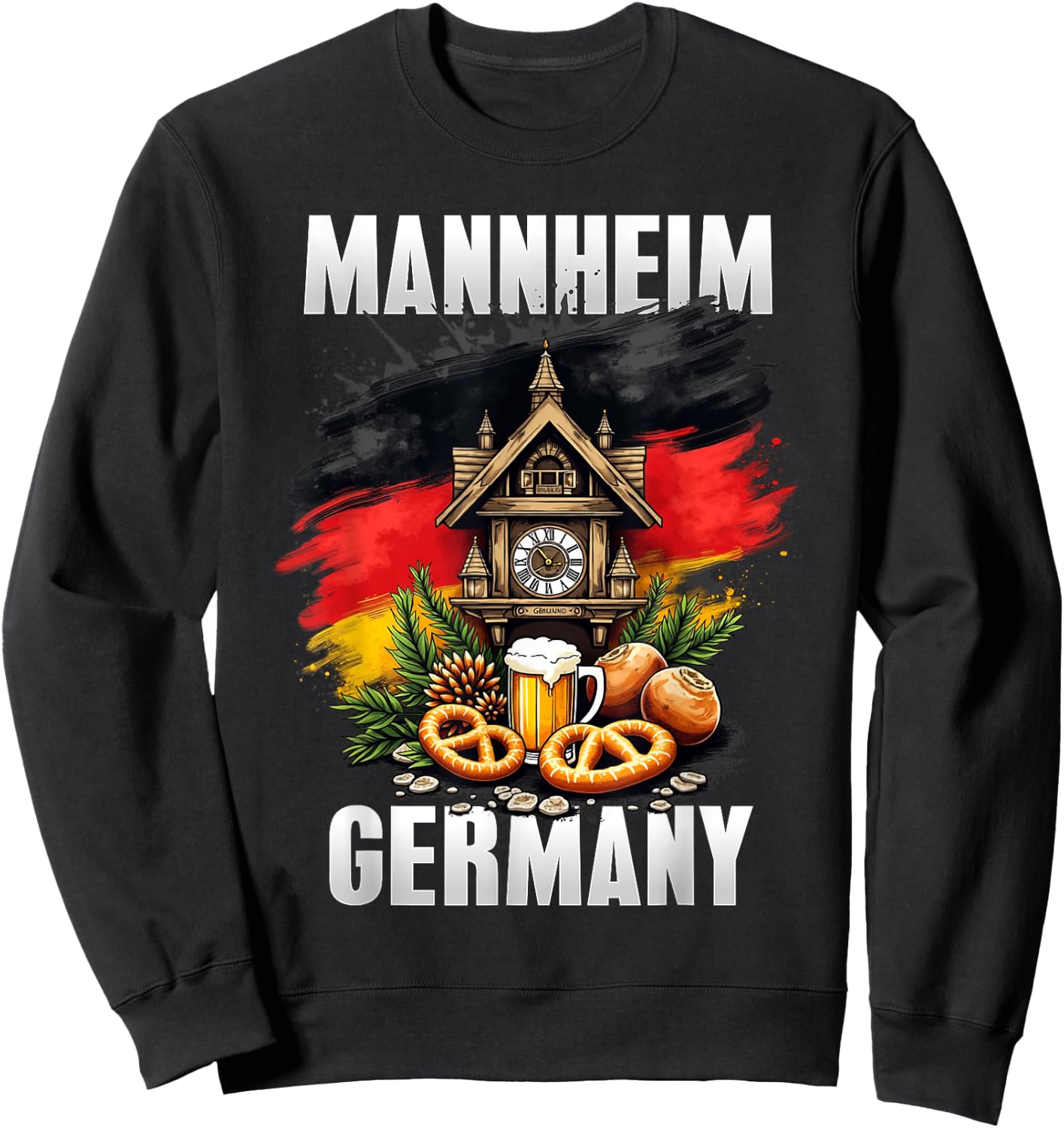 Mannheim Germany Souvenir German Flag Oktoberfest Travel Sweatshirt - Sweatshirt | Black