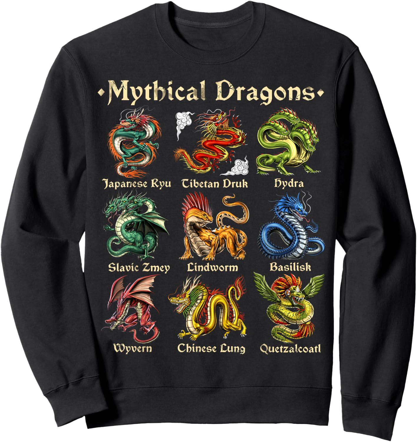 Dragons Mythical Creature Dragon Sweatshirt - Sweatshirt | Black