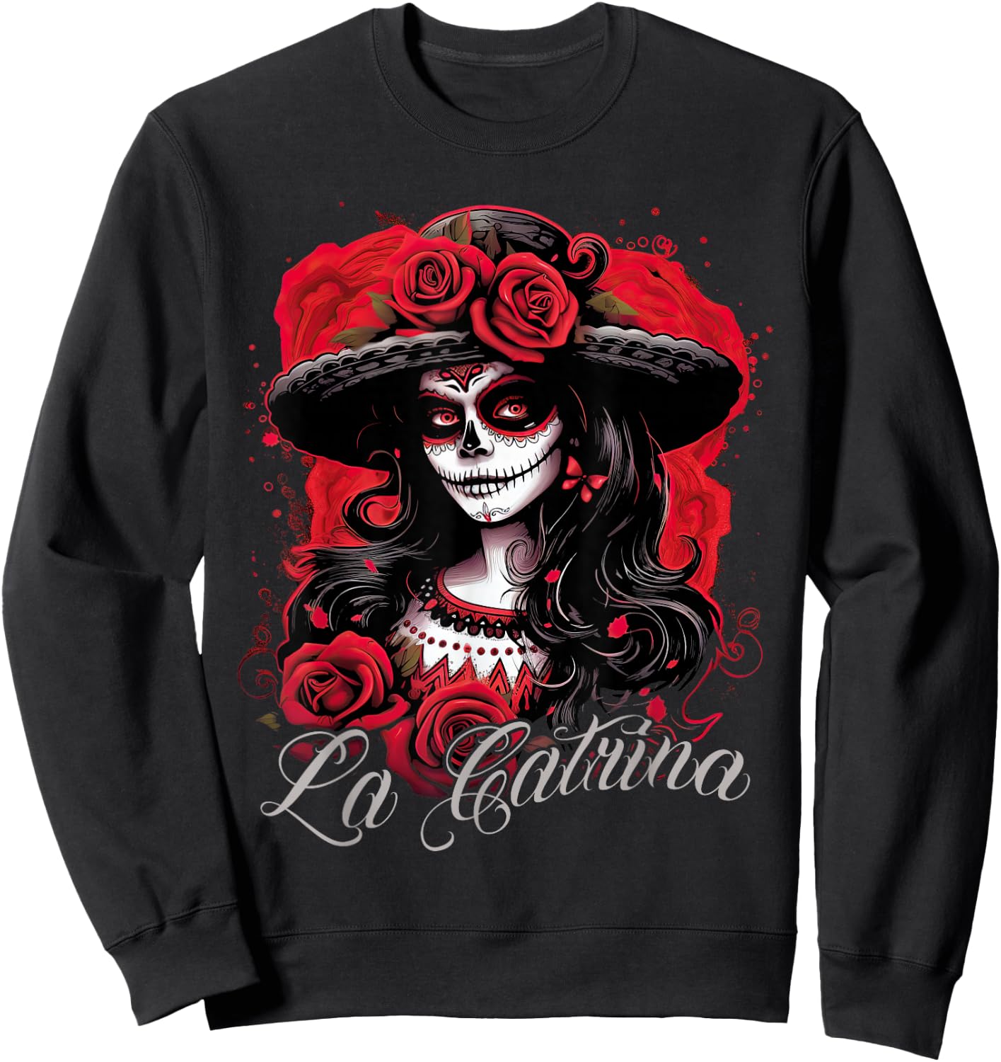 La Catrina Cool Dia De Los Muertos Design La Catrina , black Sweatshirt - Sweatshirt | Black