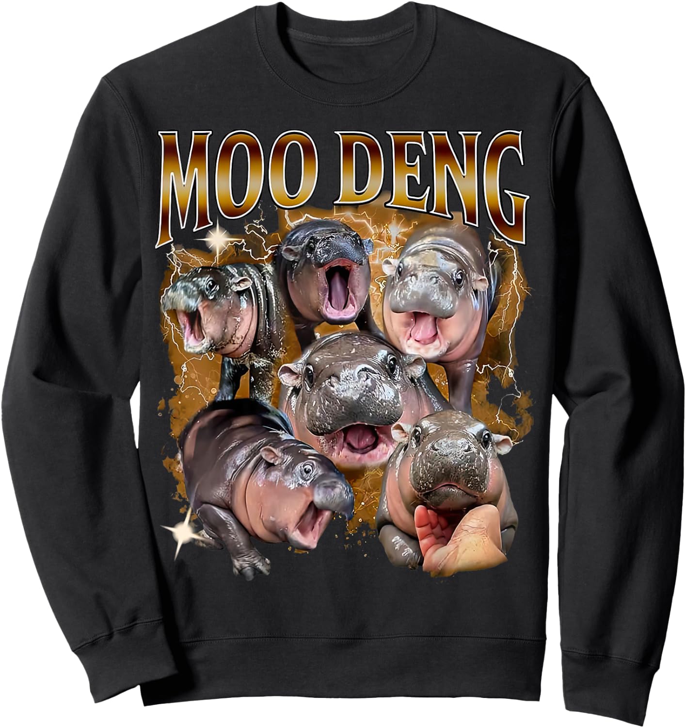 Funny Moo-Deng Baby Pygmy Hippo Cute Zoo For Family Sweatshirt - Sweatshirt | Black