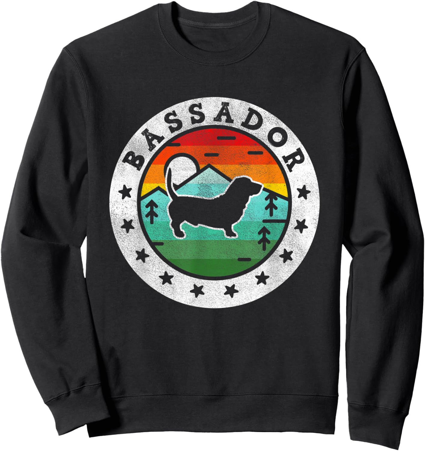 Vintage Bassador Retro Dog Mom Dad Women Sweatshirt - Sweatshirt | Black