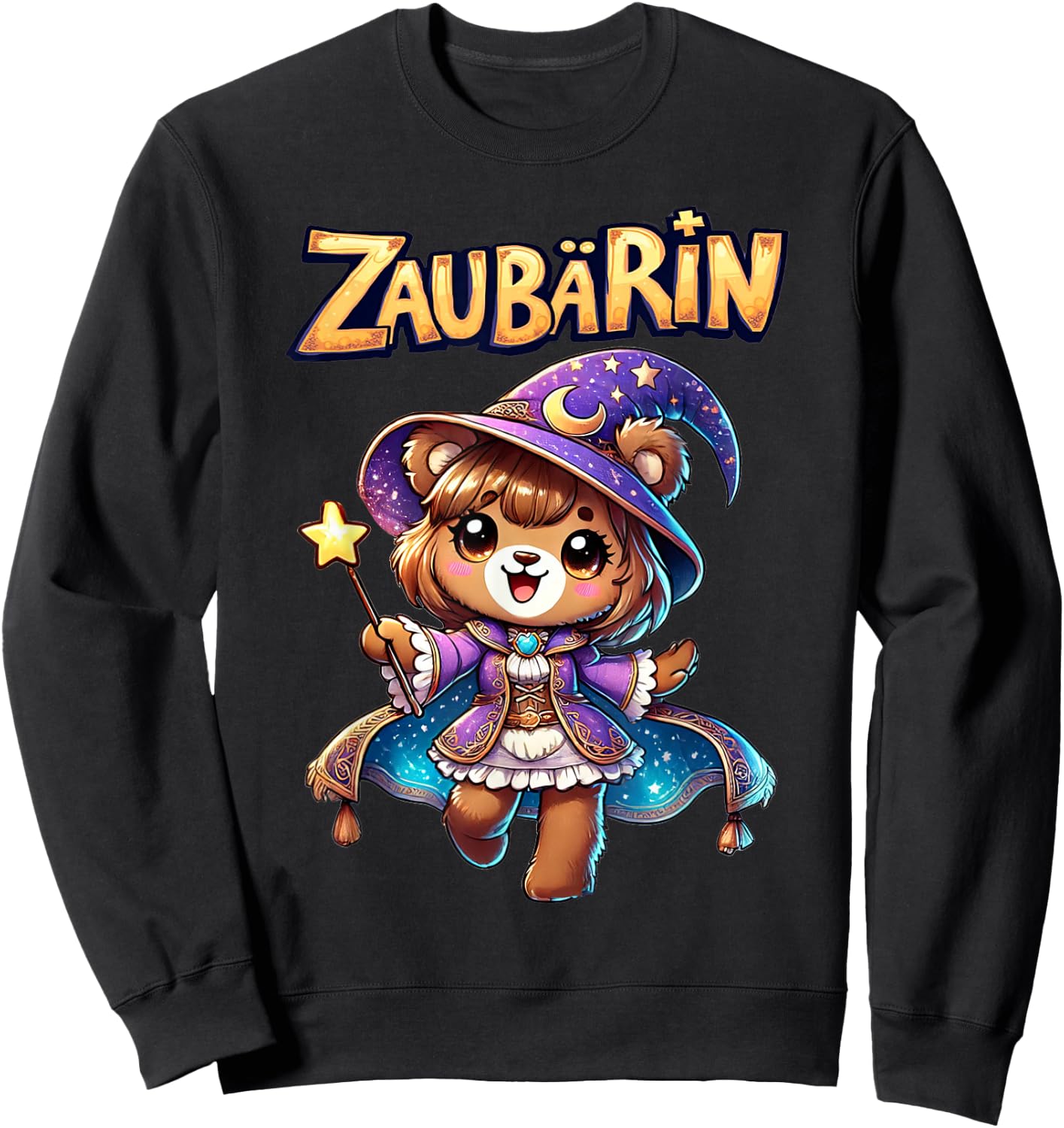 ZauBärin | Karneval Mädchen Kostüm Bär Zauberin Sweatshirt - Sweatshirt | Black
