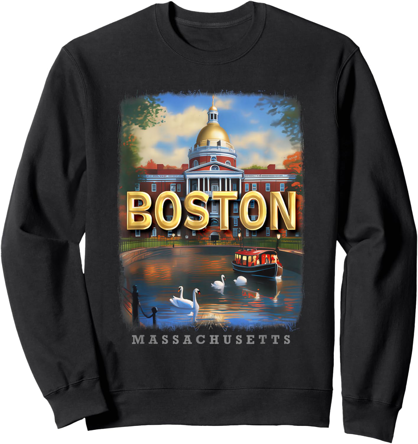 Boston Massachusetts MA Historic Beacon SD273 Sweatshirt - Sweatshirt | Black
