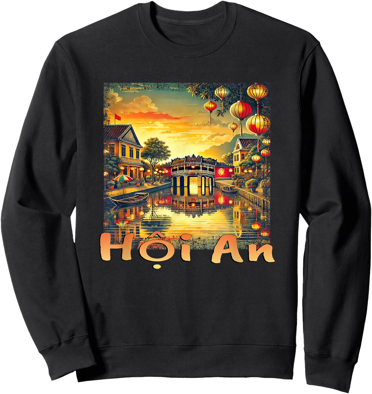 Hoi An Vietnam Ancient Town Canals Sunset Sweatshirt - Sweatshirt | Black