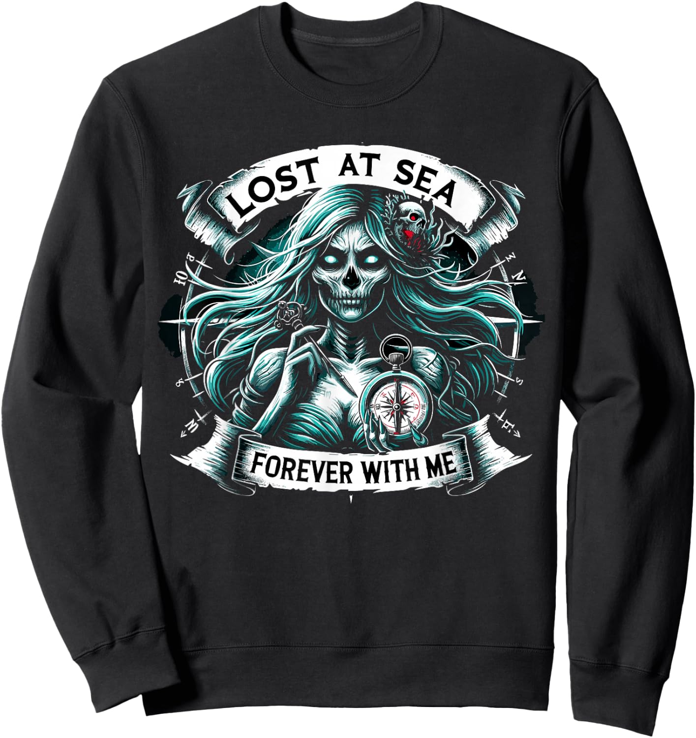 Spooky Sirens Horror Mermaid Creepy Mermaid Haunted Sea Sweatshirt - Sweatshirt | Black