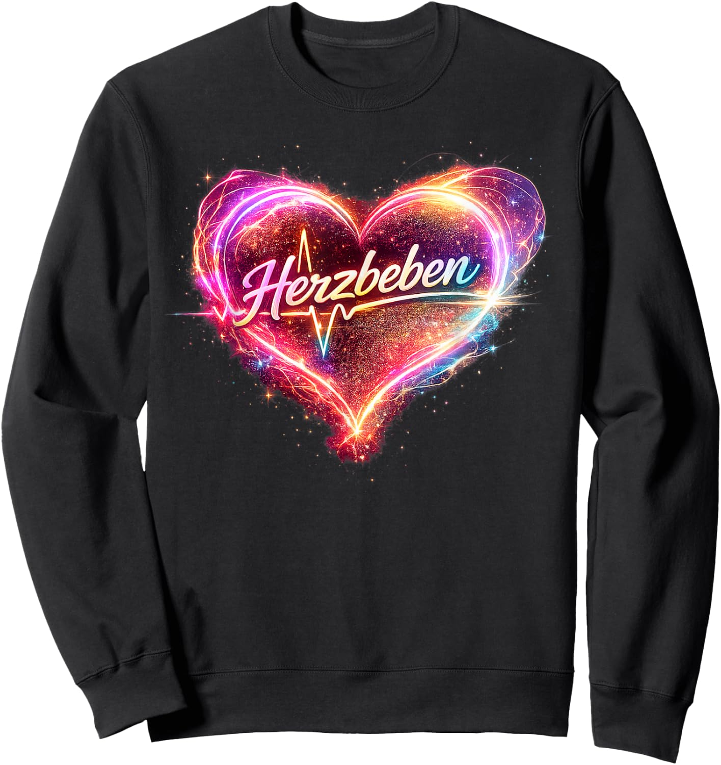 Buntes schwungvolles Herz - Herzbeben Sweatshirt - Sweatshirt | Black