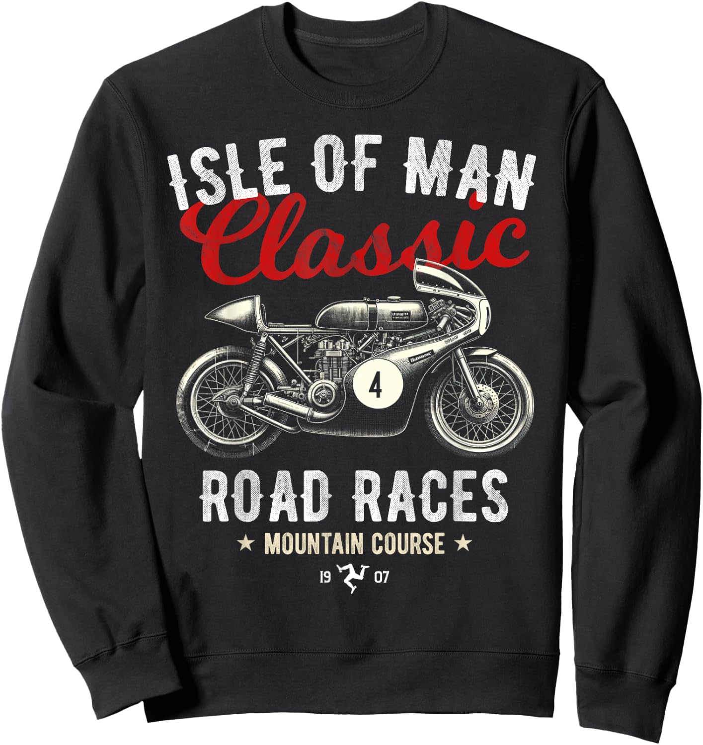 Retro Isle of Man TT Races Vintage Motorcycle Race , Black, S Sweatshirt - Sweatshirt | Black
