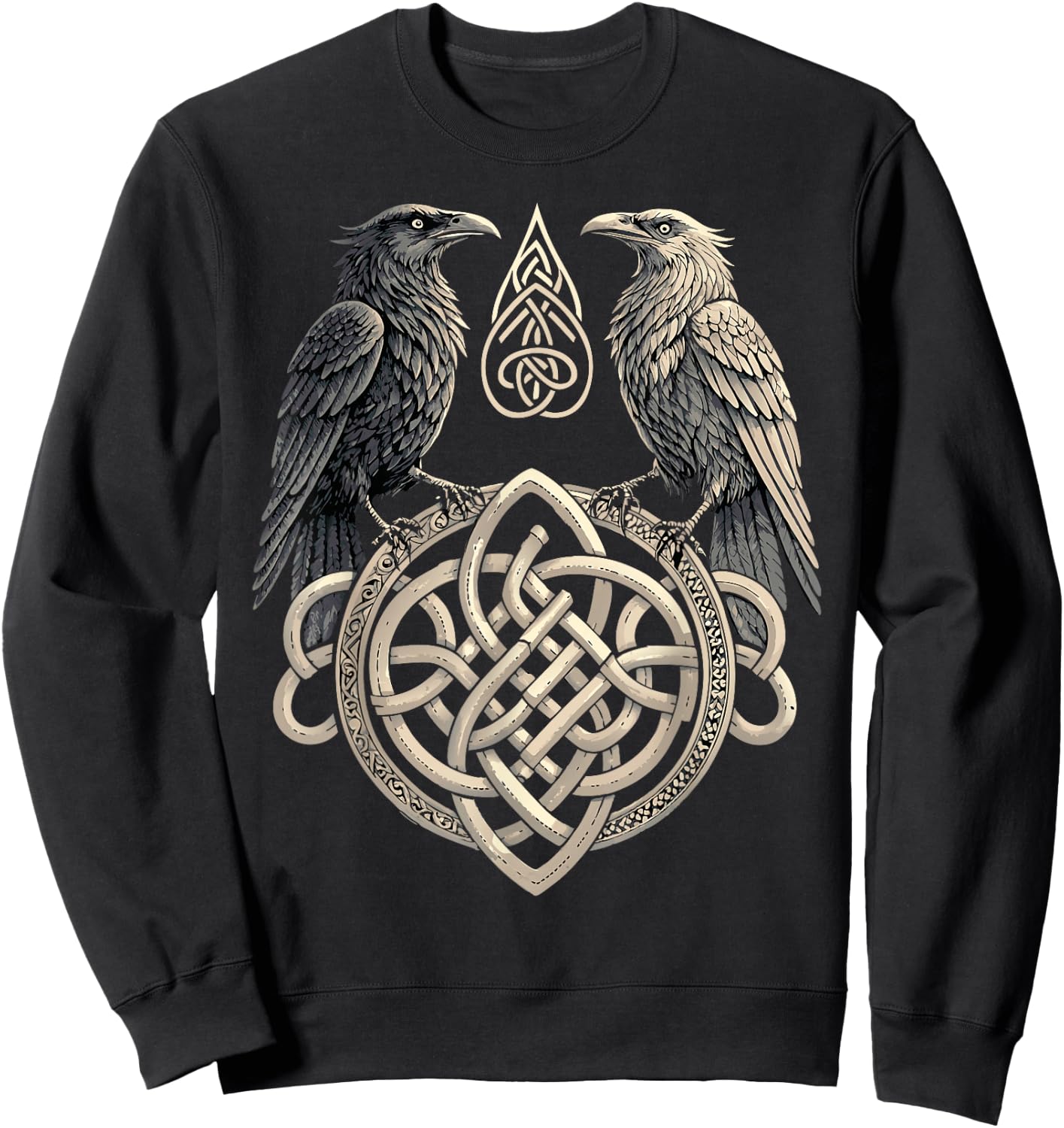 Norse Runes Huginn & Muninn - Celtic Germanic Mythology Sweatshirt - Sweatshirt | Black