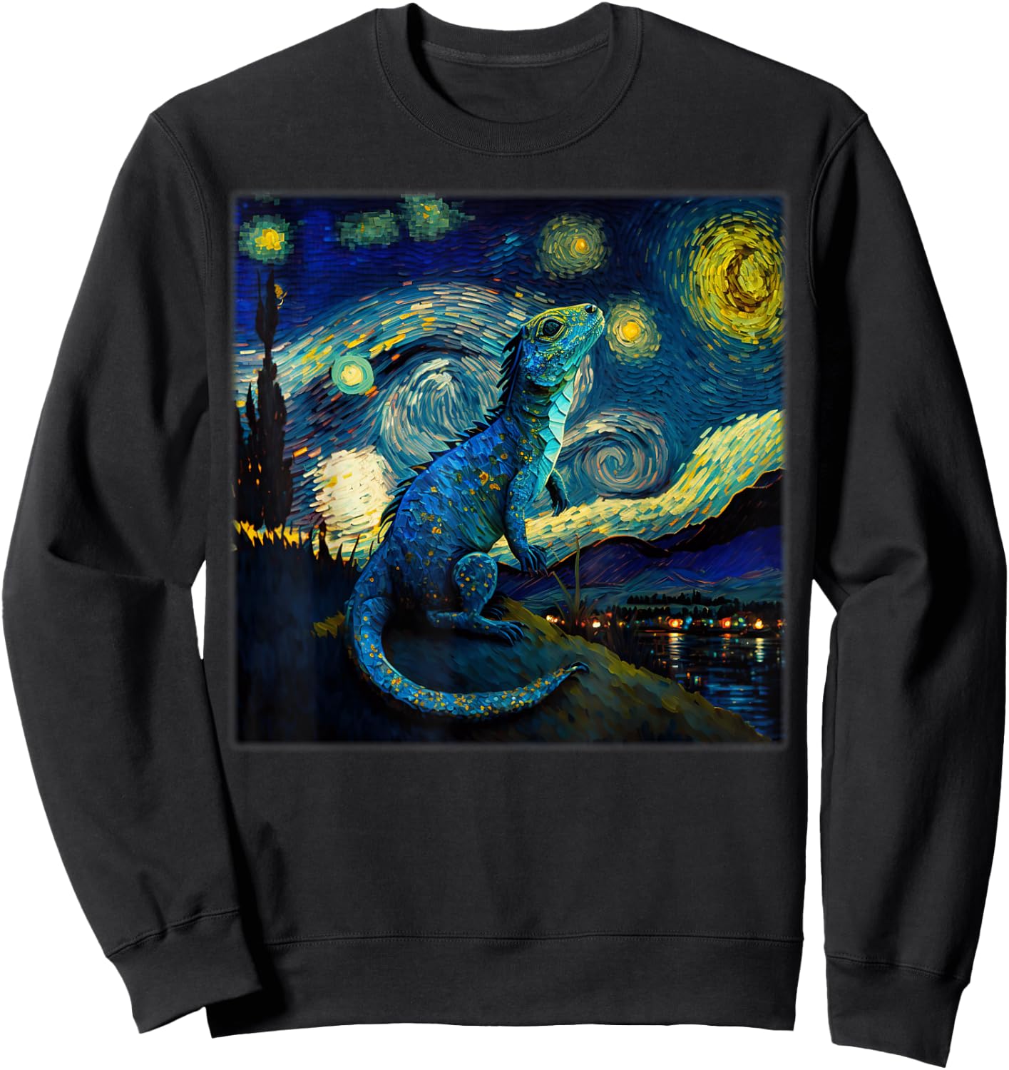 Surrealism Starry Night Chinese Water Dragon Sweatshirt - Sweatshirt | Black