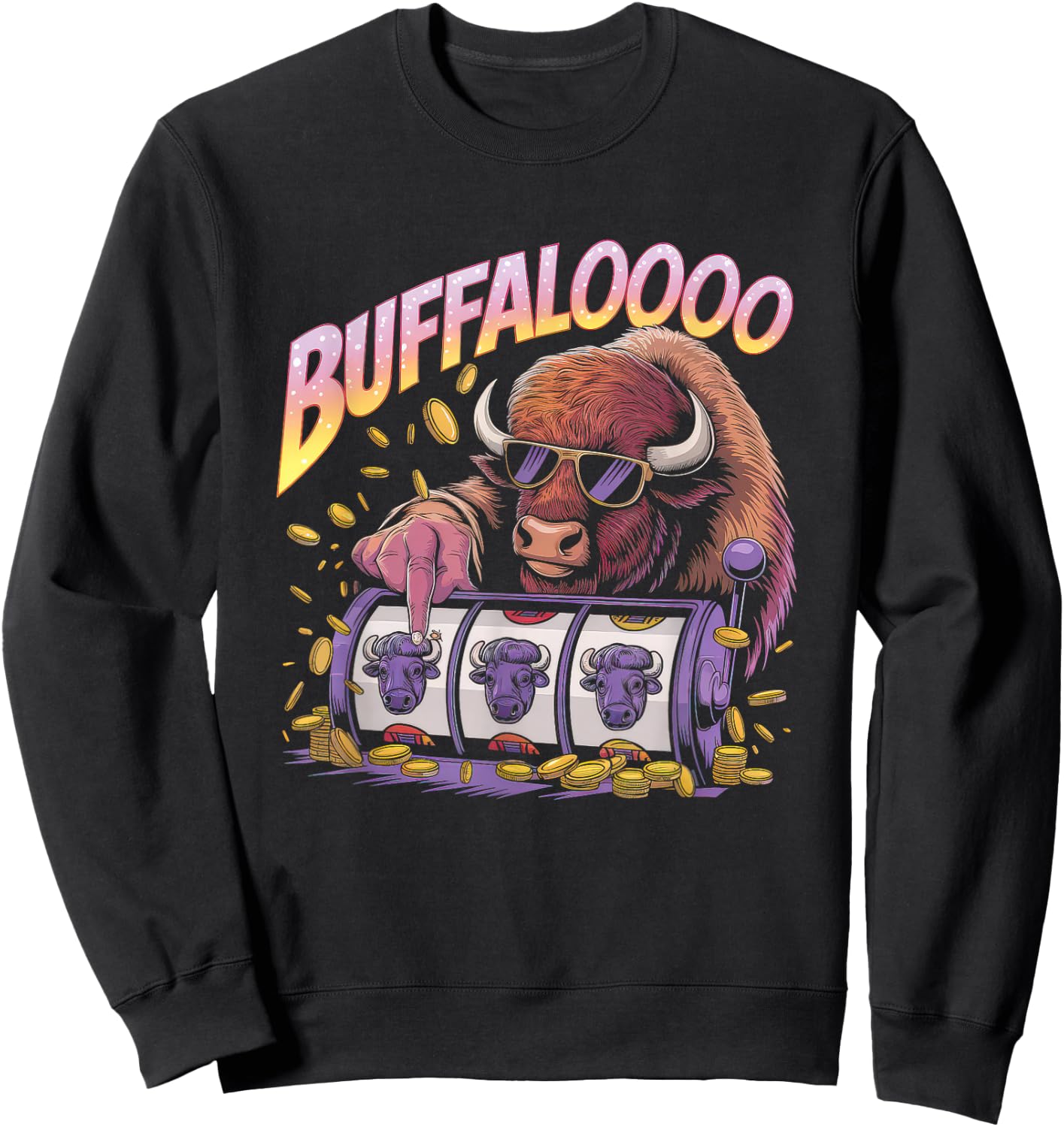 Lucky Buffalo Casino Slot Machine Gambling Gift Gambler Sweatshirt - Sweatshirt | Black