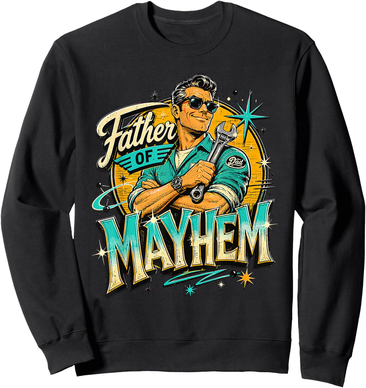 Father's Day Father of Mayhem Funny Dad Matching Family Sweatshirt - Sweatshirt | Black