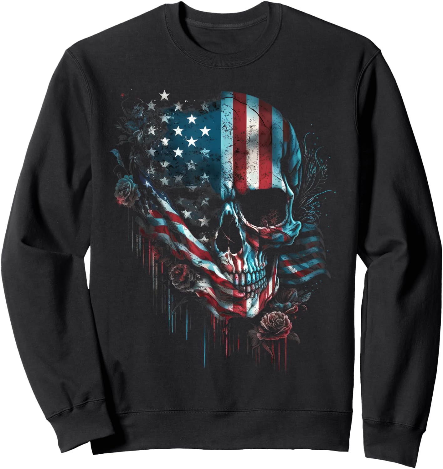 USA America Skull | America Patriot Skeleton Men Sweatshirt - Sweatshirt | Black