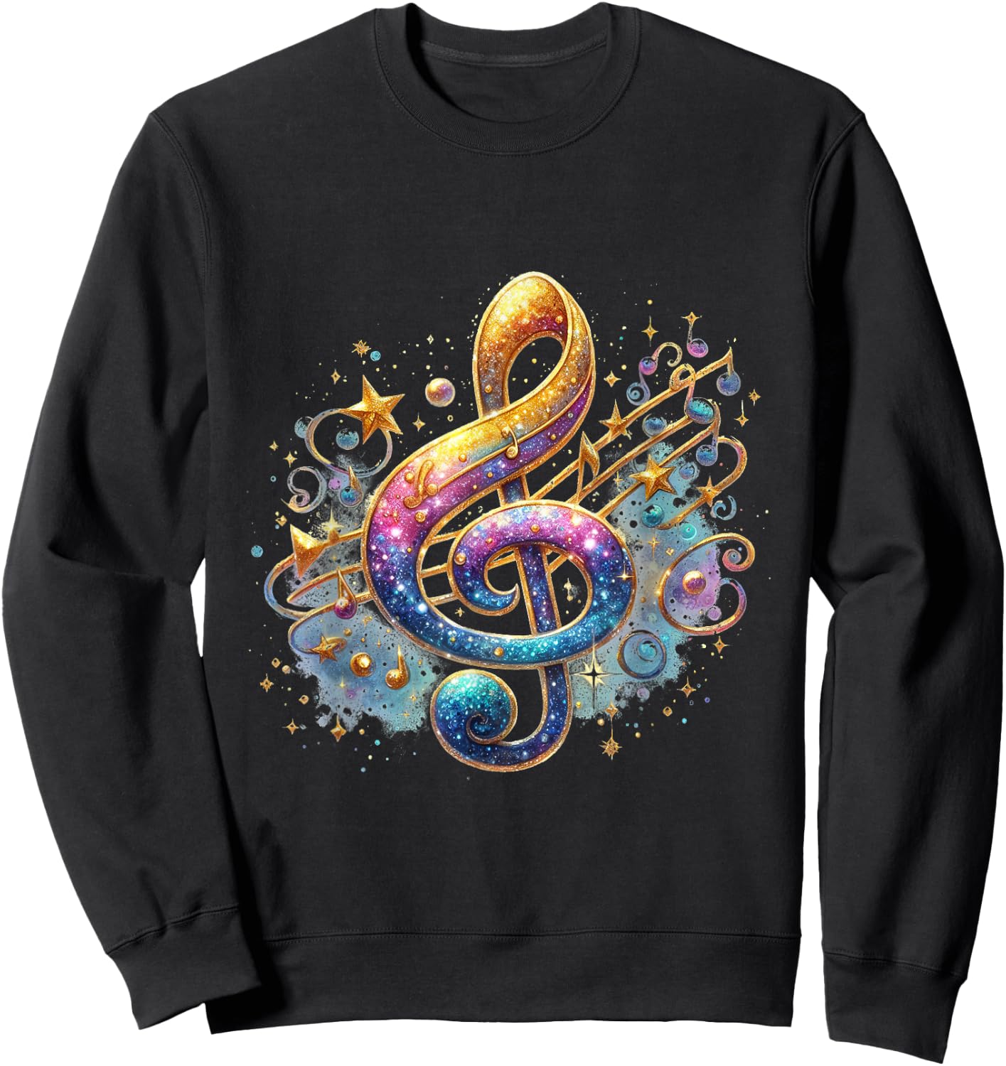 Musician Musical Note - Treble Blue Bass Singer Melody Purple Sweatshirt - Sweatshirt | Black