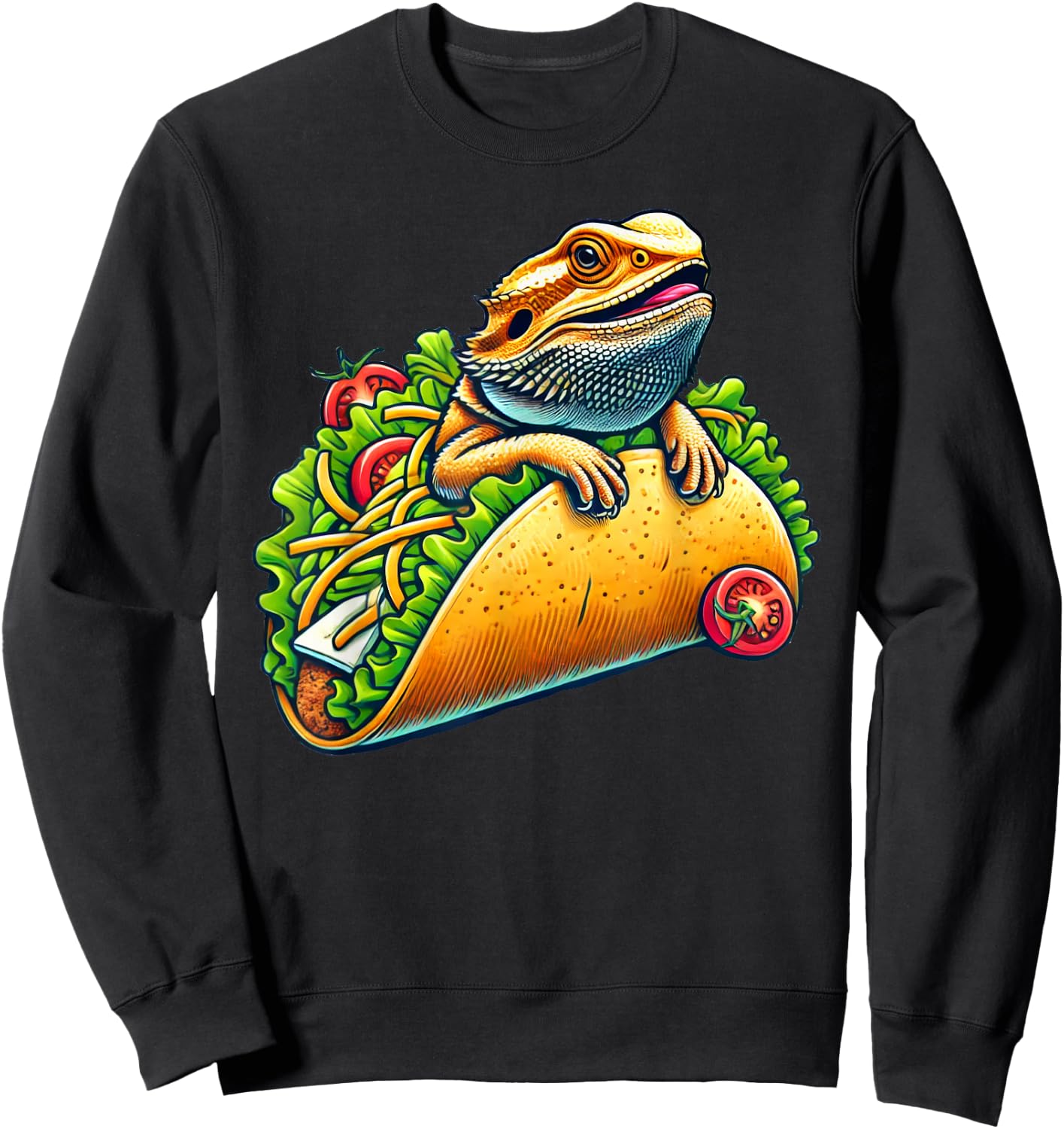 Funny Bearded Dragon In A Taco Sweatshirt - Sweatshirt | Black