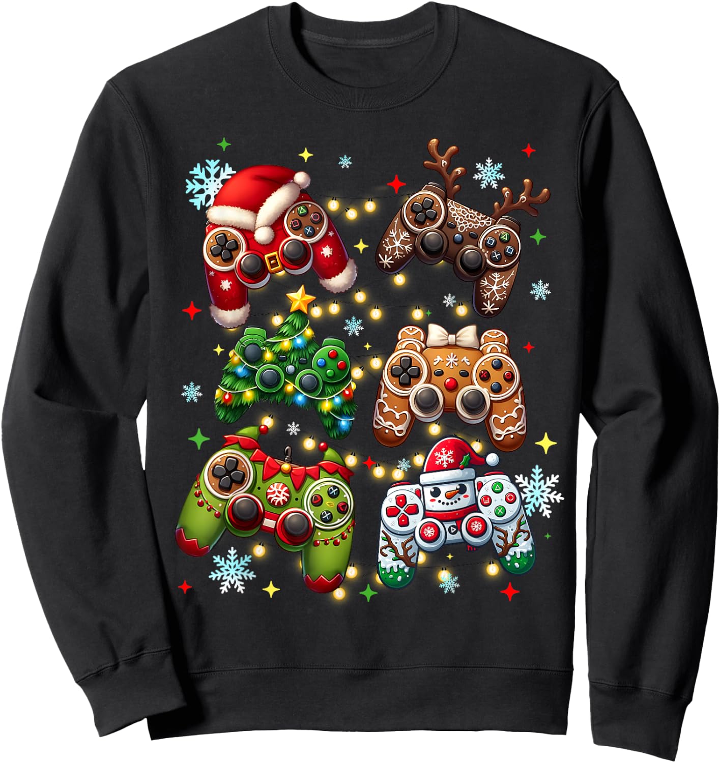 Boys Christmas Shirt Santa Elf Gaming Controllers Gamer Xmas Sweatshirt - Sweatshirt | Black