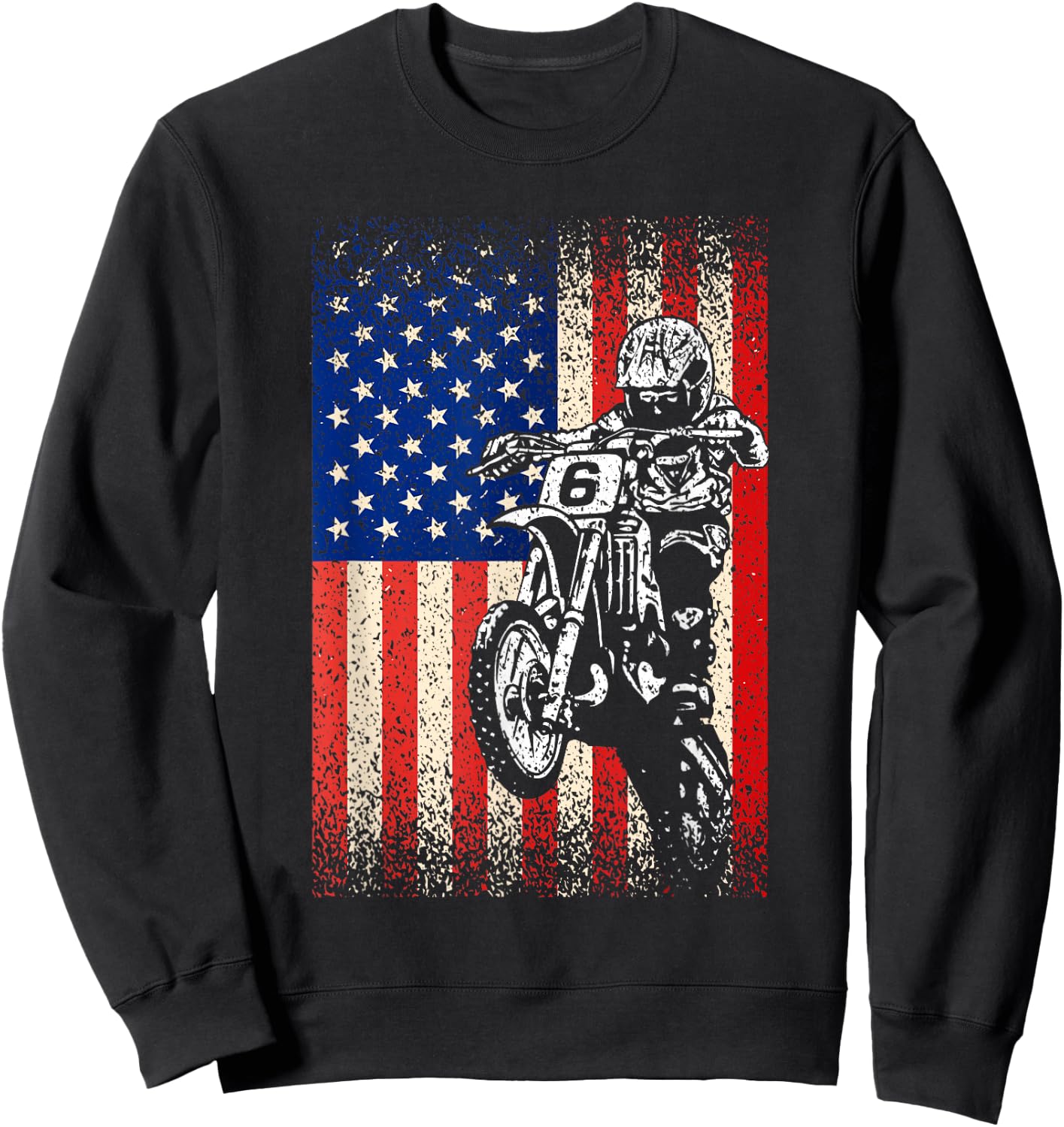 Dirt Bike Shirt Motocross Racing American Flag Dirt Biking Sweatshirt - Sweatshirt | Black