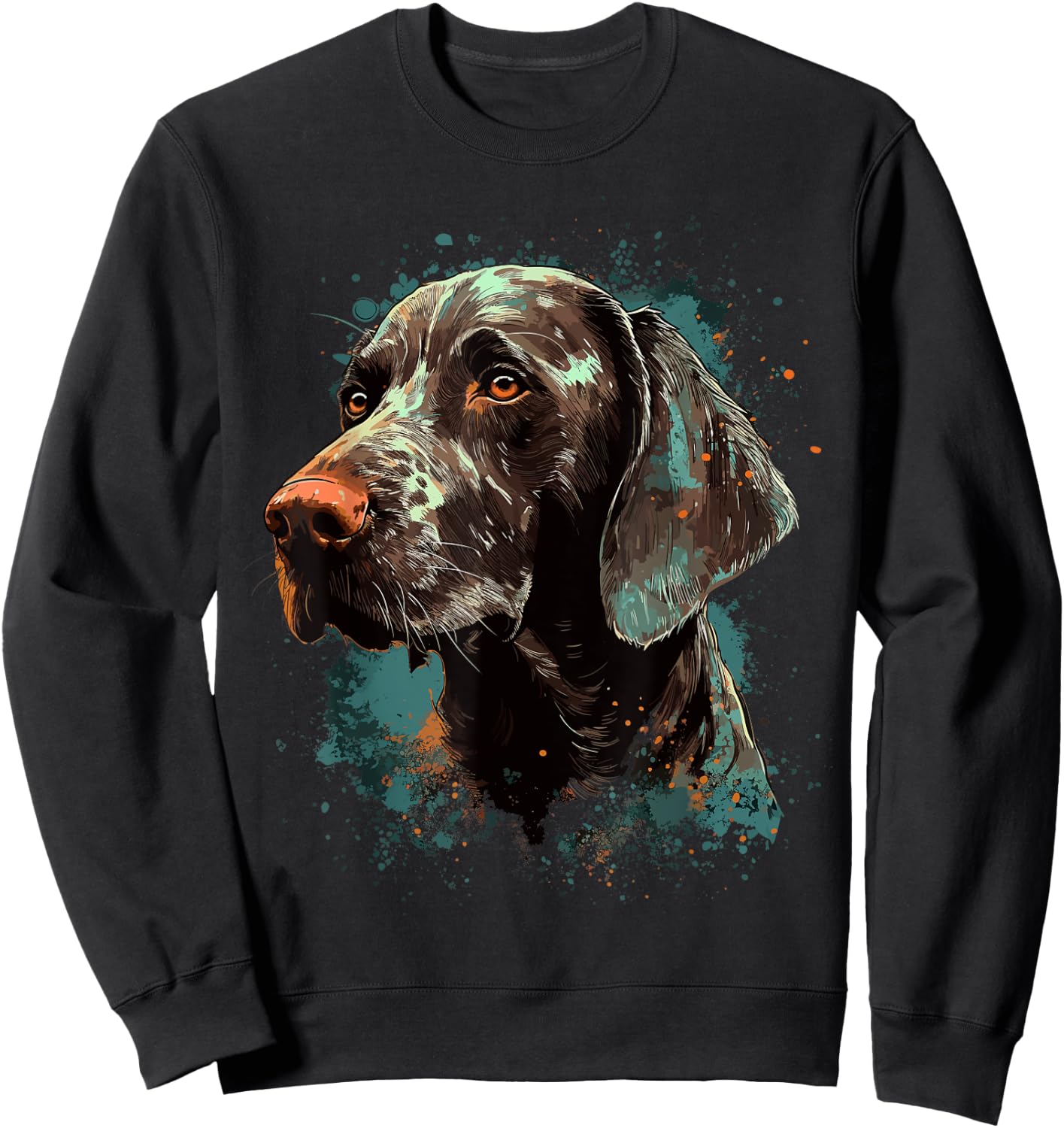 German Shorthaired Pointer GSP Dog Breed Lover Print Art Sweatshirt - Sweatshirt | Black