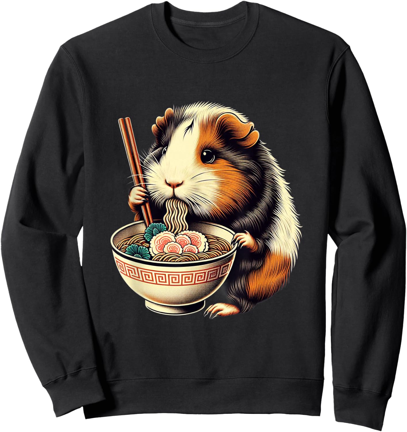 Guinea Pig Ramen Kawaii Neko Japanese Noodles Aesthetic Sweatshirt - Sweatshirt | Black