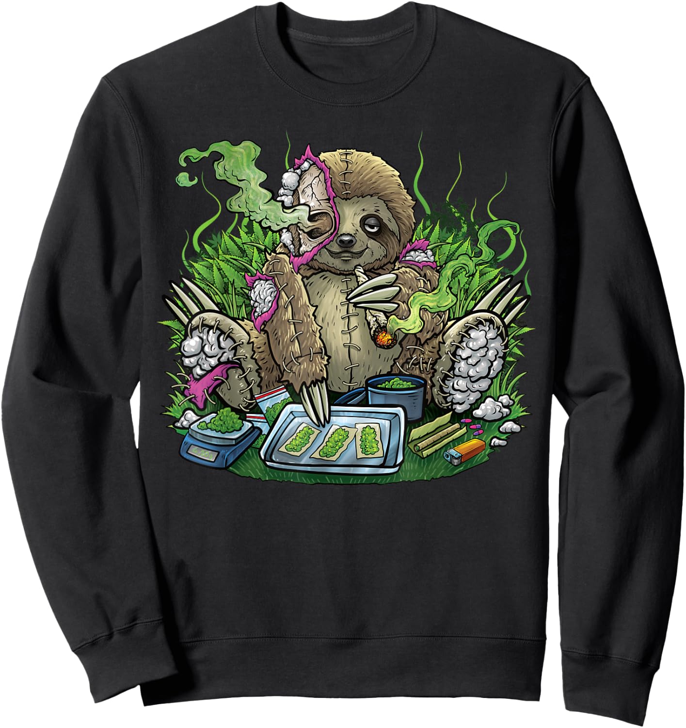 420 Sloth Stiffer Costume Hemp Leaf Cannabis Marijuana Weed , black Sweatshirt - Sweatshirt | Black