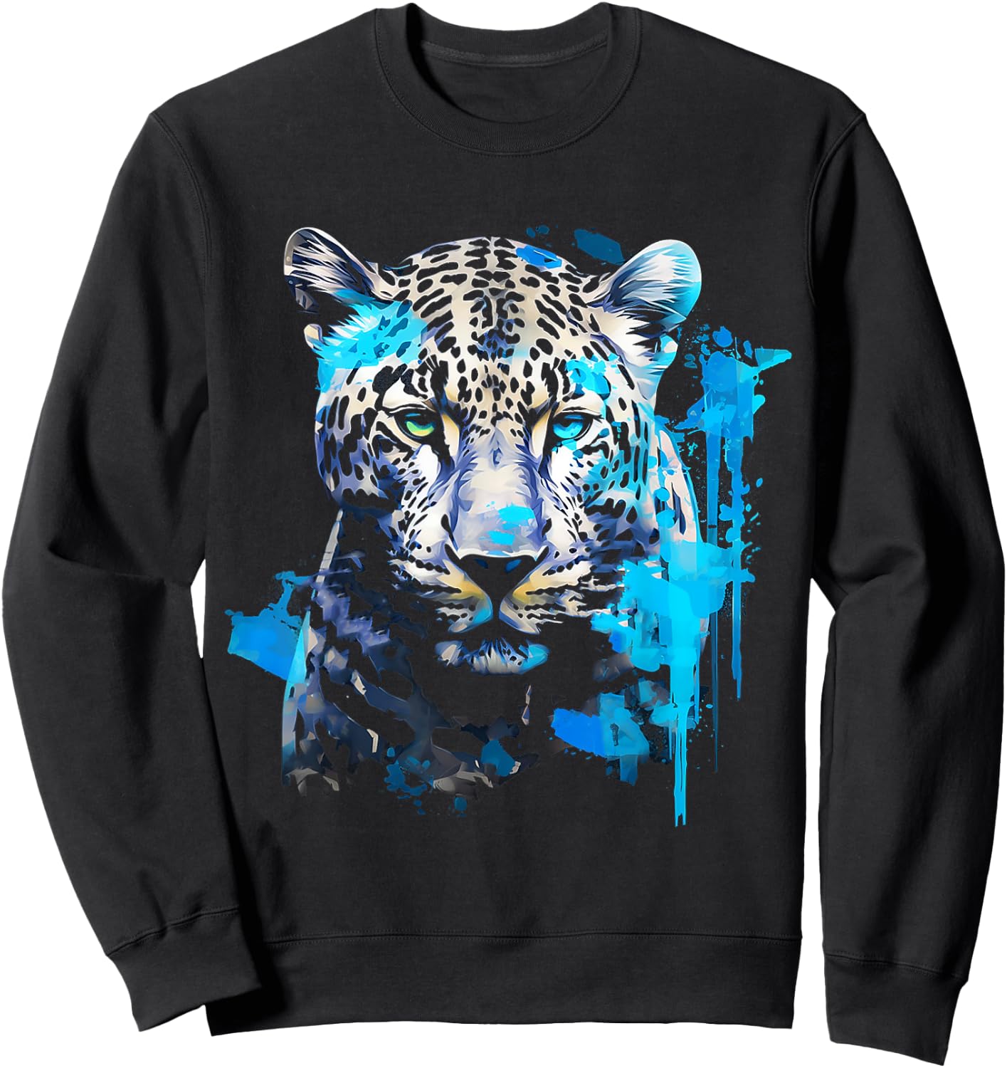 Leopard Abstract Animal Art Painting Graphic Leopard Sweatshirt - Sweatshirt | Black