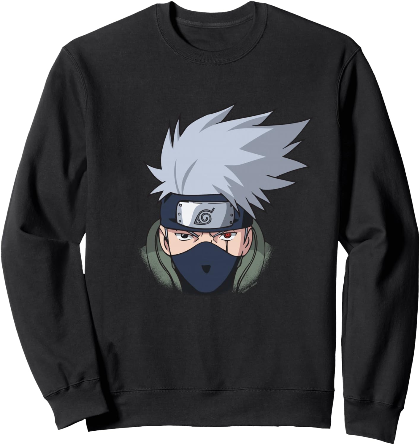 Naruto Shippuden Kakashi Oversized Portrait Anime Manche Longue Sweatshirt - Sweatshirt | Black