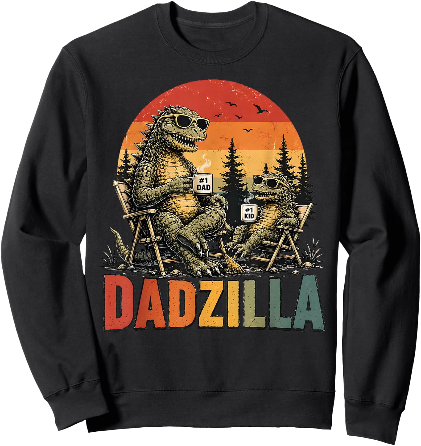 Vintage Dadzilla Father of The Fist Bump Dad Son Daughter Sweatshirt - Sweatshirt | Black