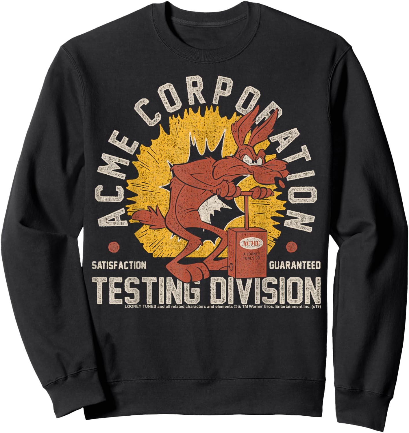 Looney Tunes Wile E. Coyote Acme Corporation Testing Small Sweatshirt - Sweatshirt | Black