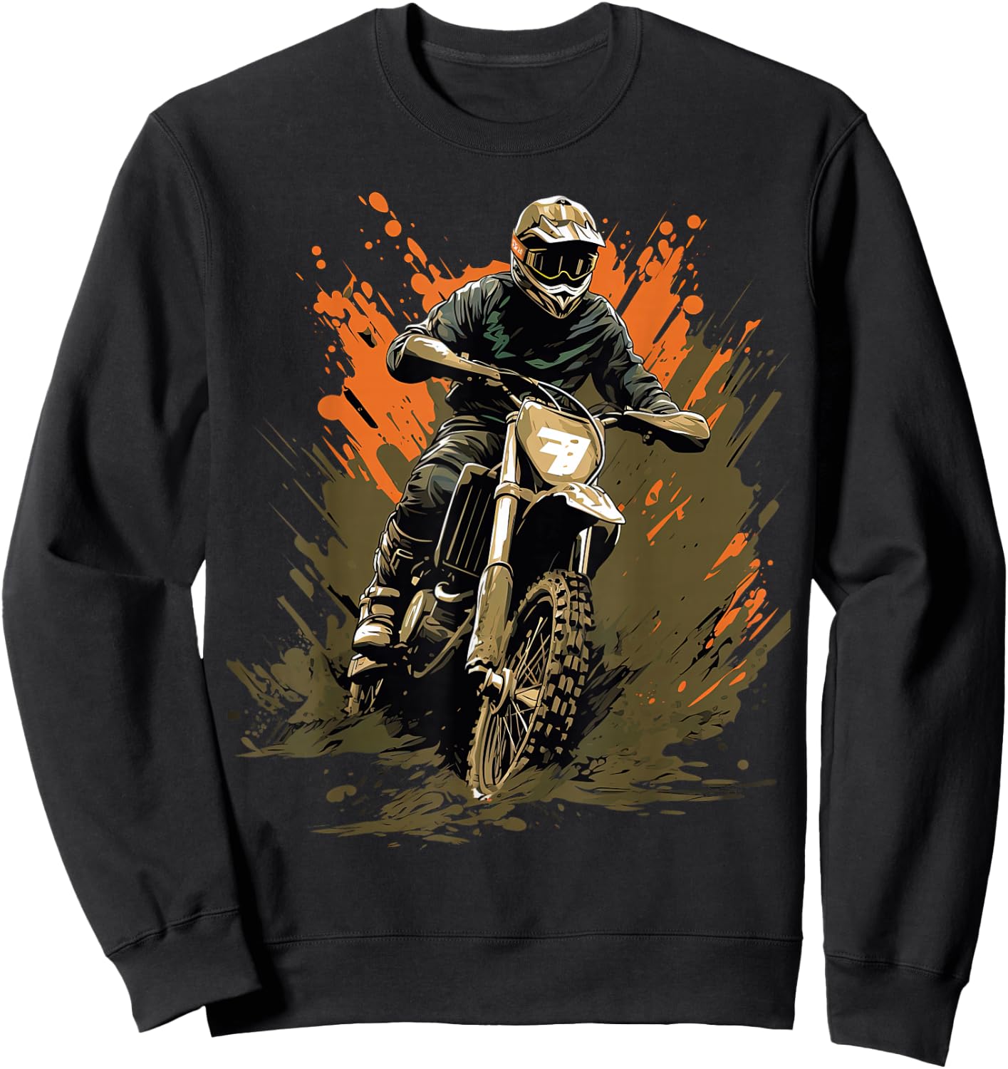 Dirt Bike Camouflage Motocross Motorcycle Design for Boys Sweatshirt - Sweatshirt | Black