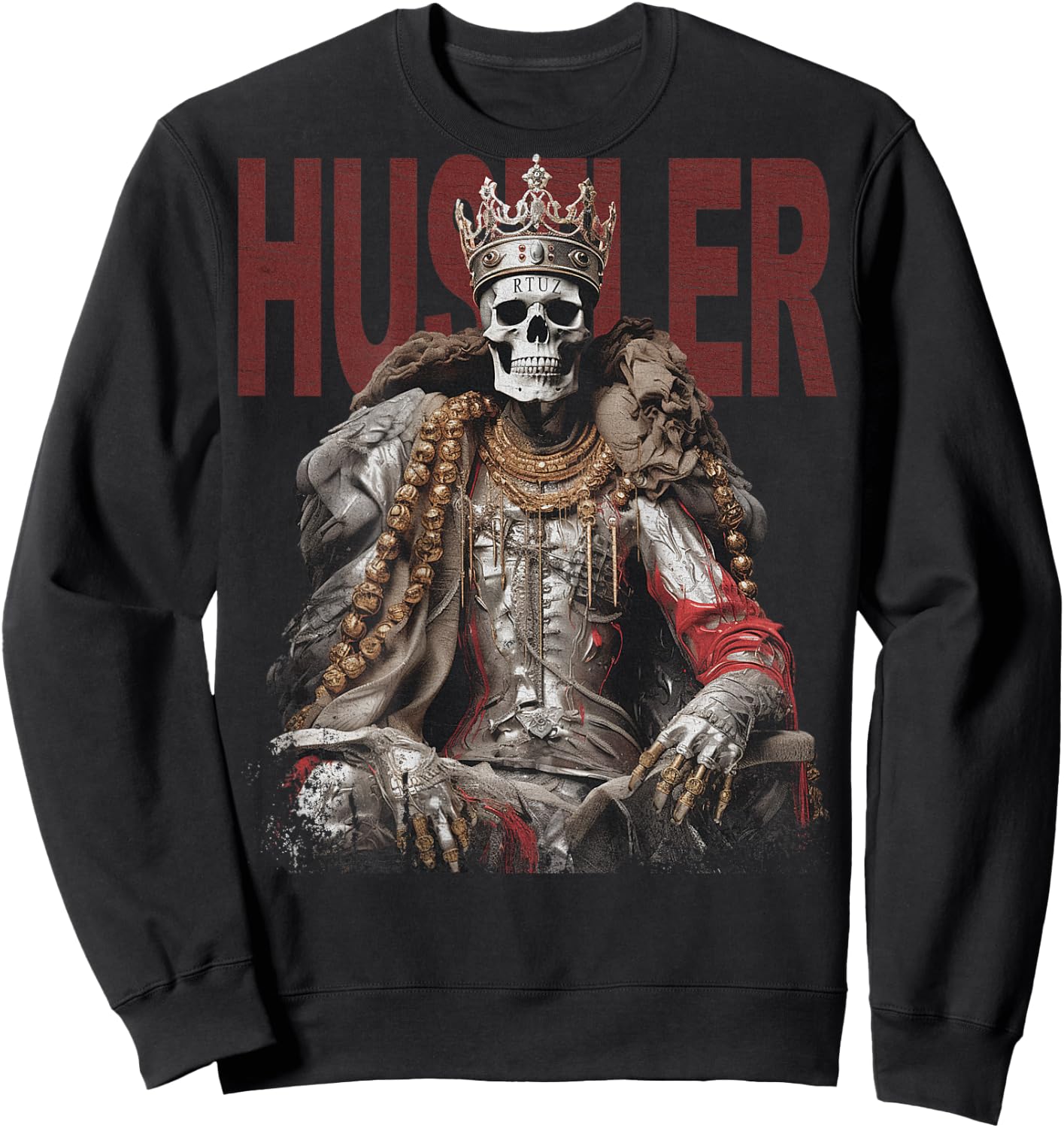 Backprint Streetwear Mode Vintage Damen Herren Schädel Skull Sweatshirt - Sweatshirt | Black