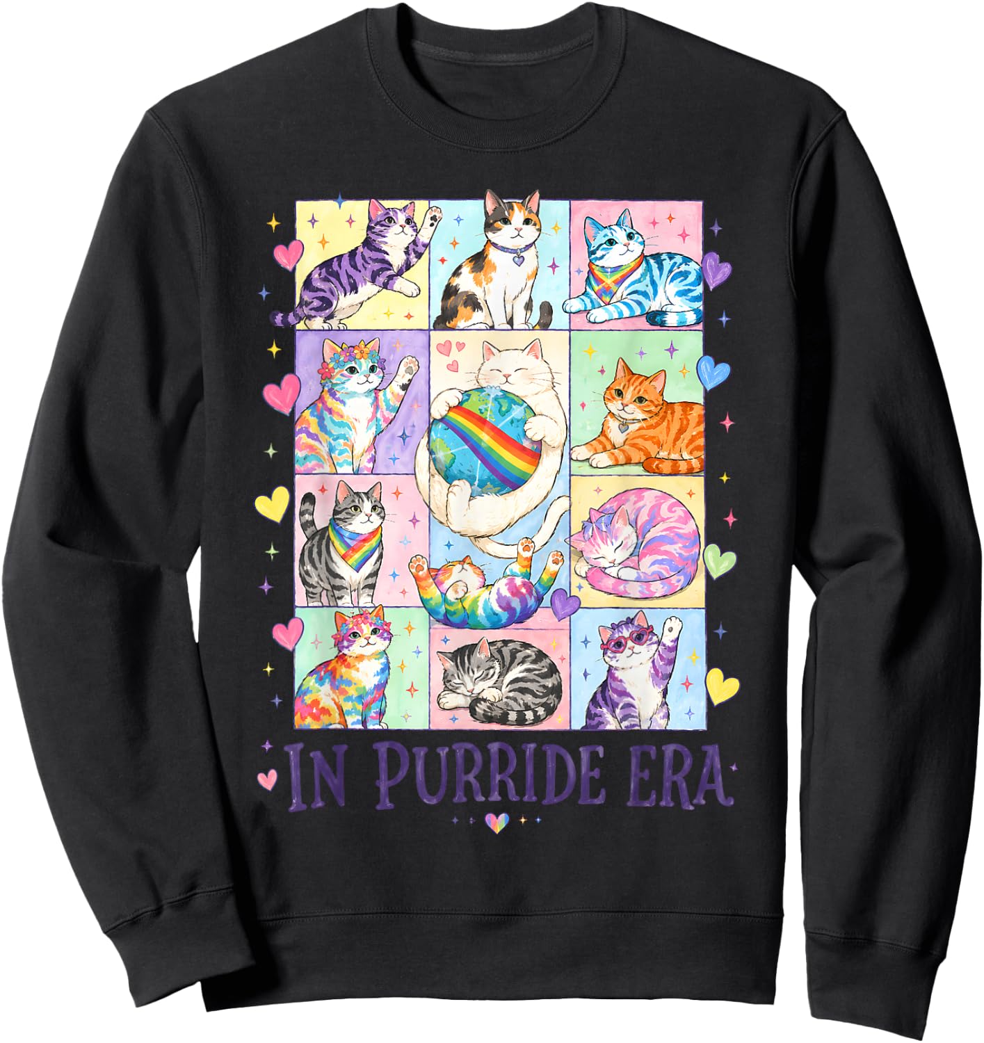 Rainbow Flag Cat Sweatshirt - Sweatshirt | Black