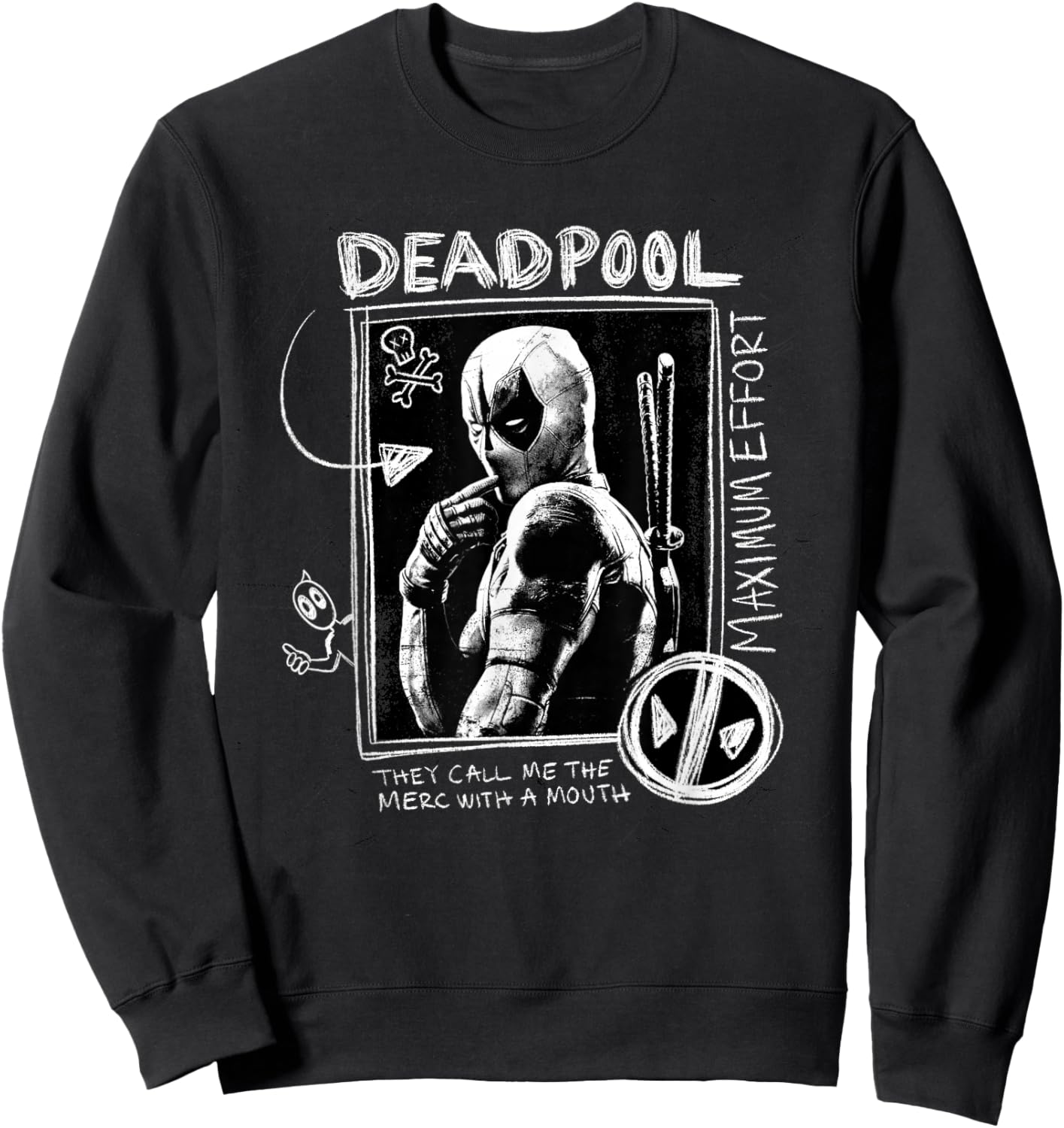 Marvel Studios Deadpool & Wolverine Maximum Effort Chalk Art Sweatshirt - Sweatshirt | Black