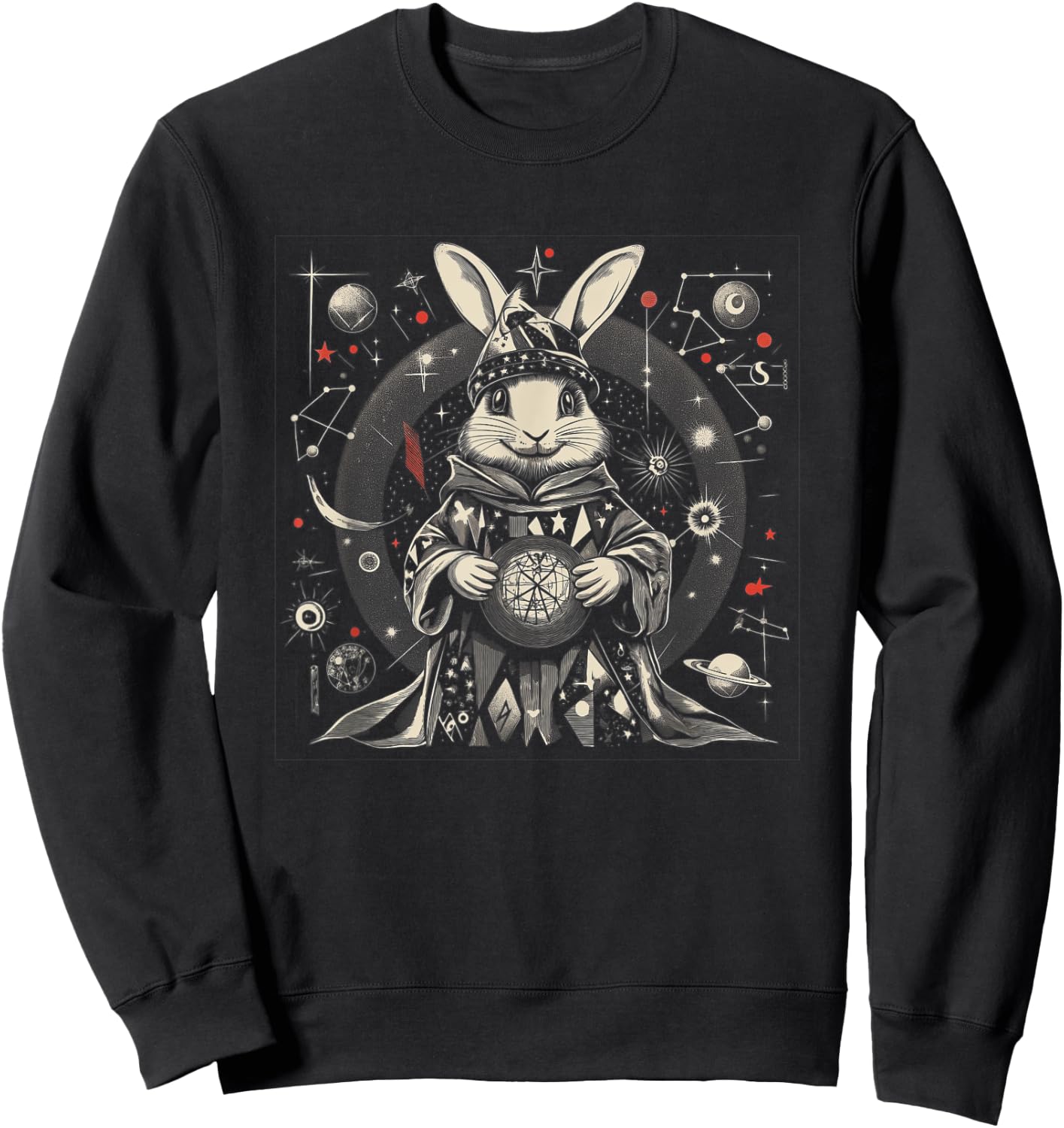 Easter Bunny Wizard Celestial Fantasy Art Sweatshirt - Sweatshirt | Black
