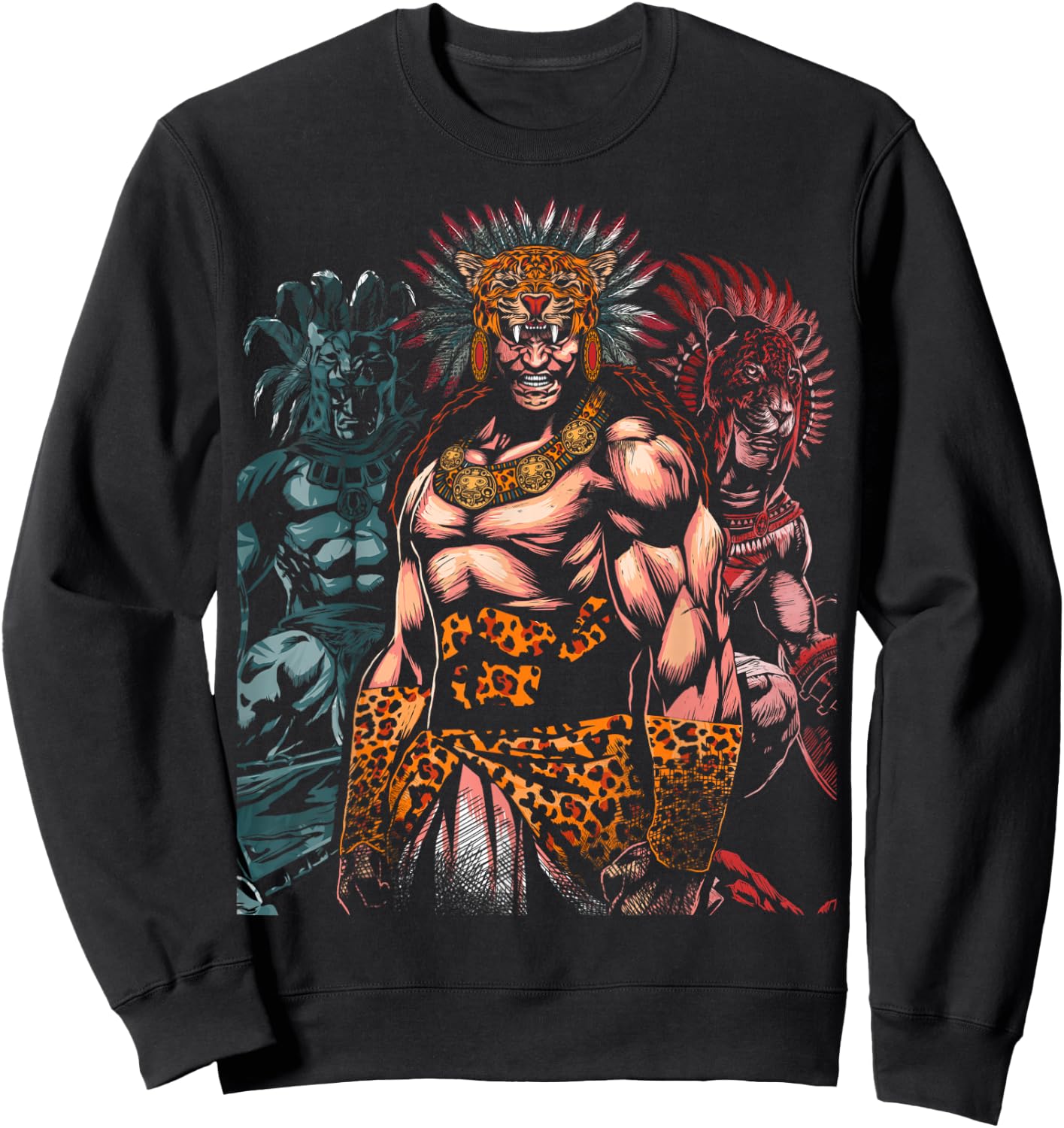 Aztec Jaguar Ancient Warrior Native Mexican Mythology Sweatshirt - Sweatshirt | Black