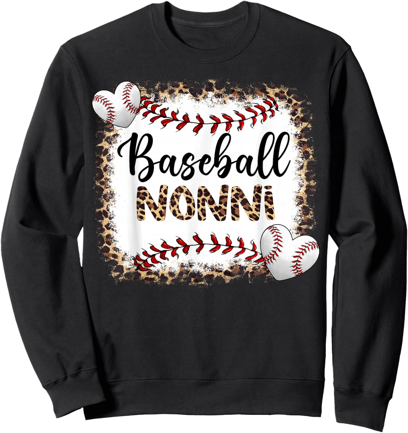 Baseball Nonni Vintage Leopard Baseball Pride Sweatshirt - Sweatshirt | Black