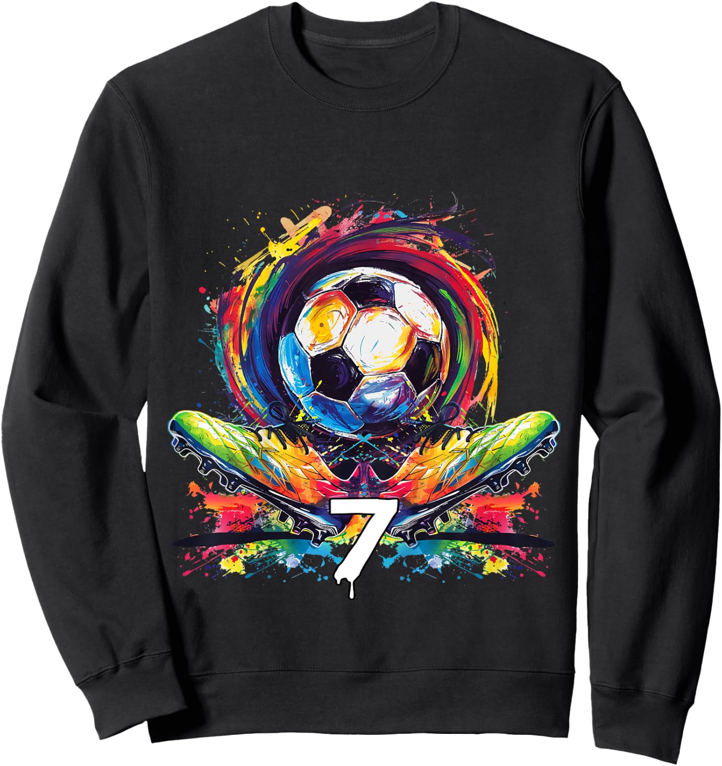 Children's 7th Birthday Boy 7 Years Football Gift , black Sweatshirt - Sweatshirt | Black