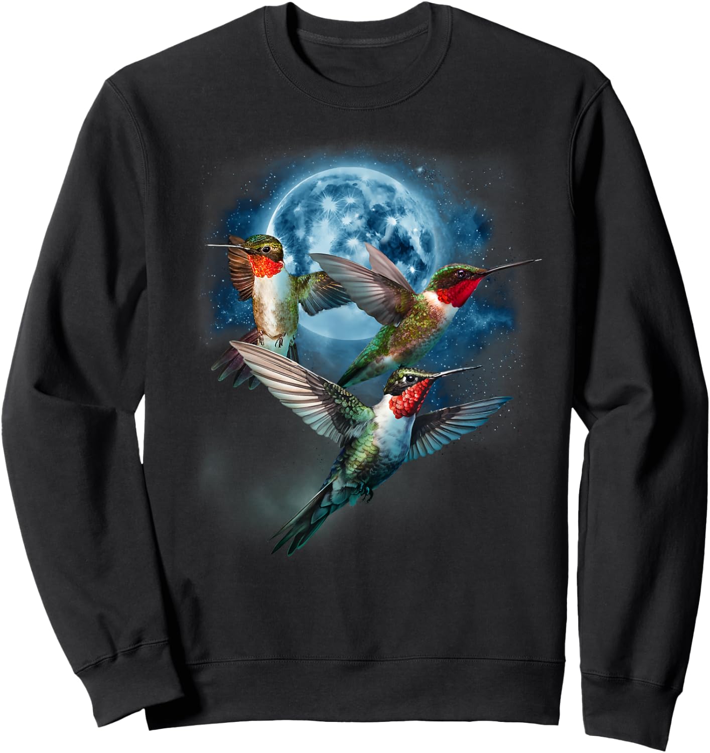 Hummingbird Shirt - Howling at the Moon Hummingbird Sweatshirt - Sweatshirt | Black