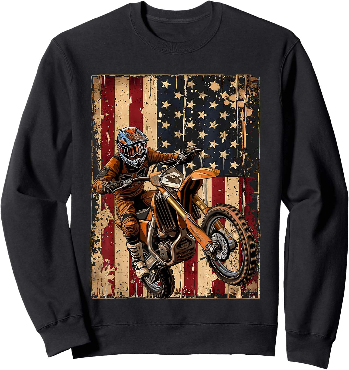 BASBO -Kids American Flag Dirt Bike Motocross Sweatshirt - Sweatshirt | Black