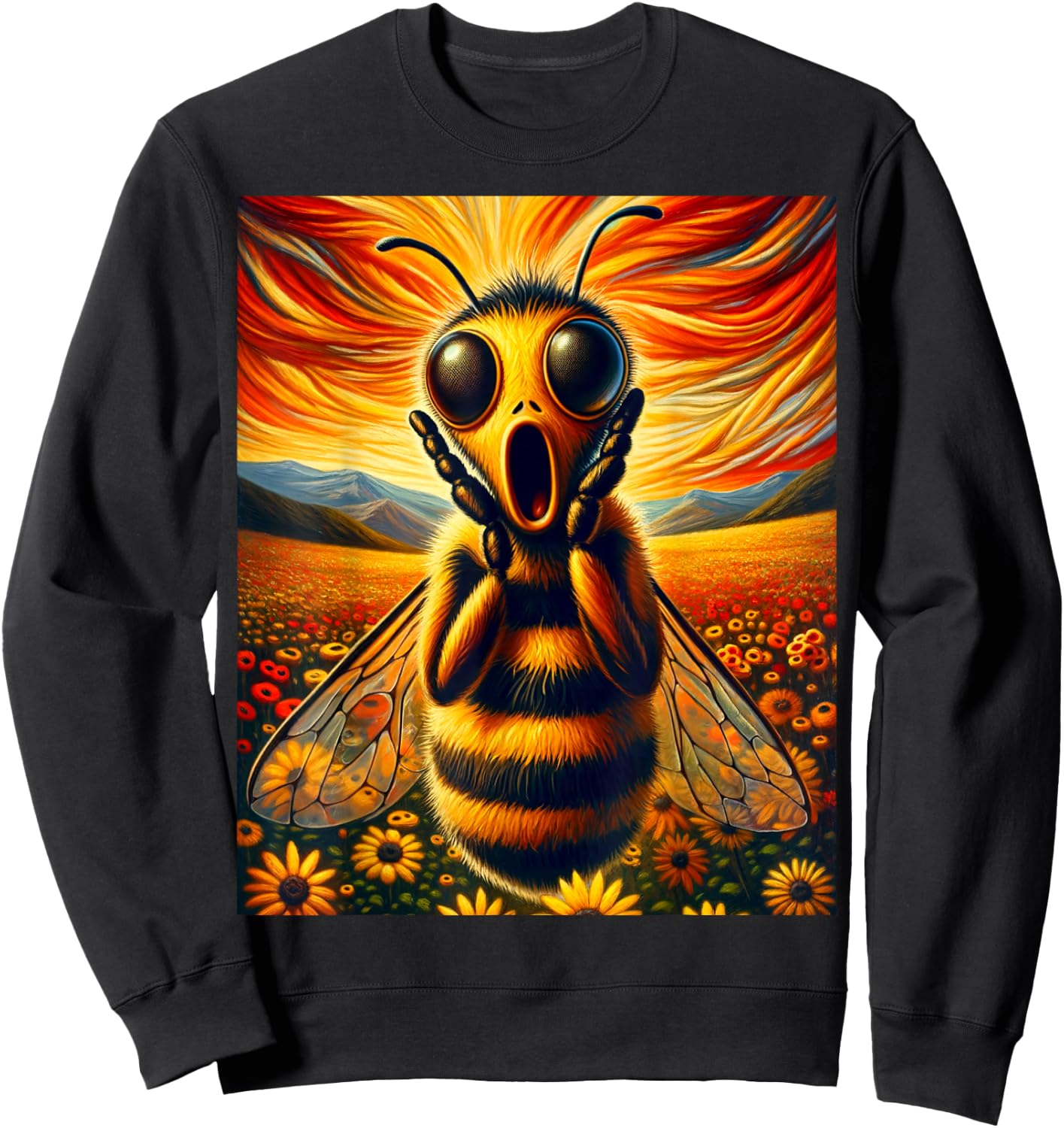 Artsy Product for Bee Lovers | Apiarist Artistic Bee Sweatshirt - Sweatshirt | Black