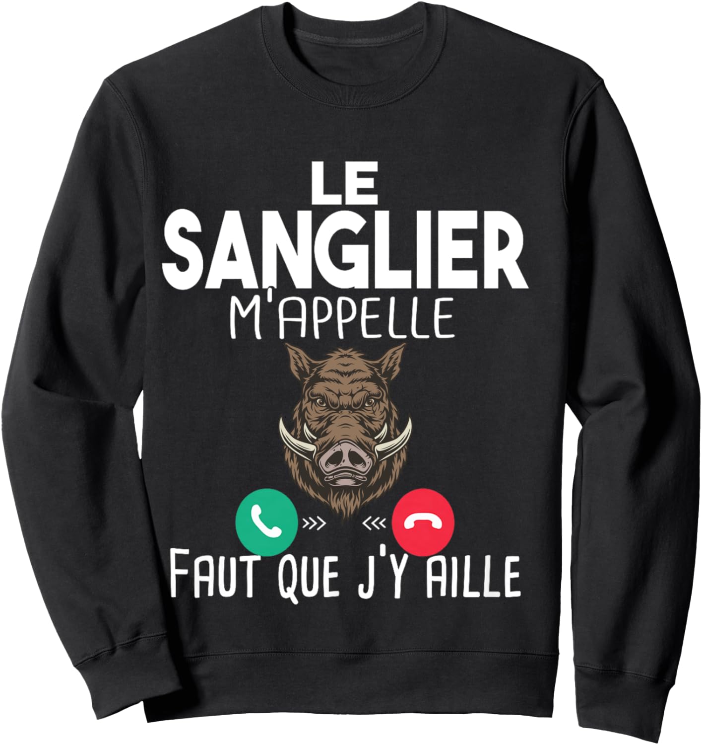 Boar Hunting Hunting Man Gift Humour Rifle Call Long Handle Sweatshirt - Sweatshirt | Black