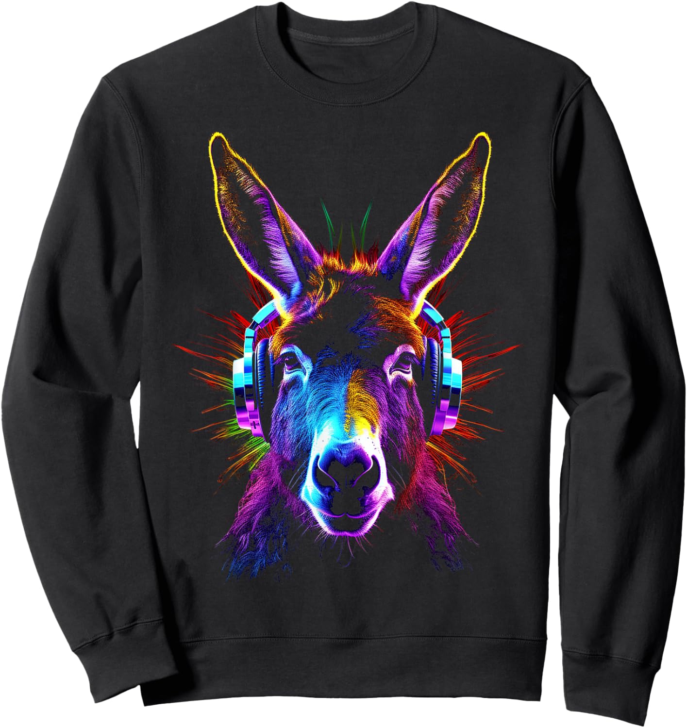 Esel Kopfhörer Tiermotiv Musik Kunst Esel Sweatshirt - Sweatshirt | Black