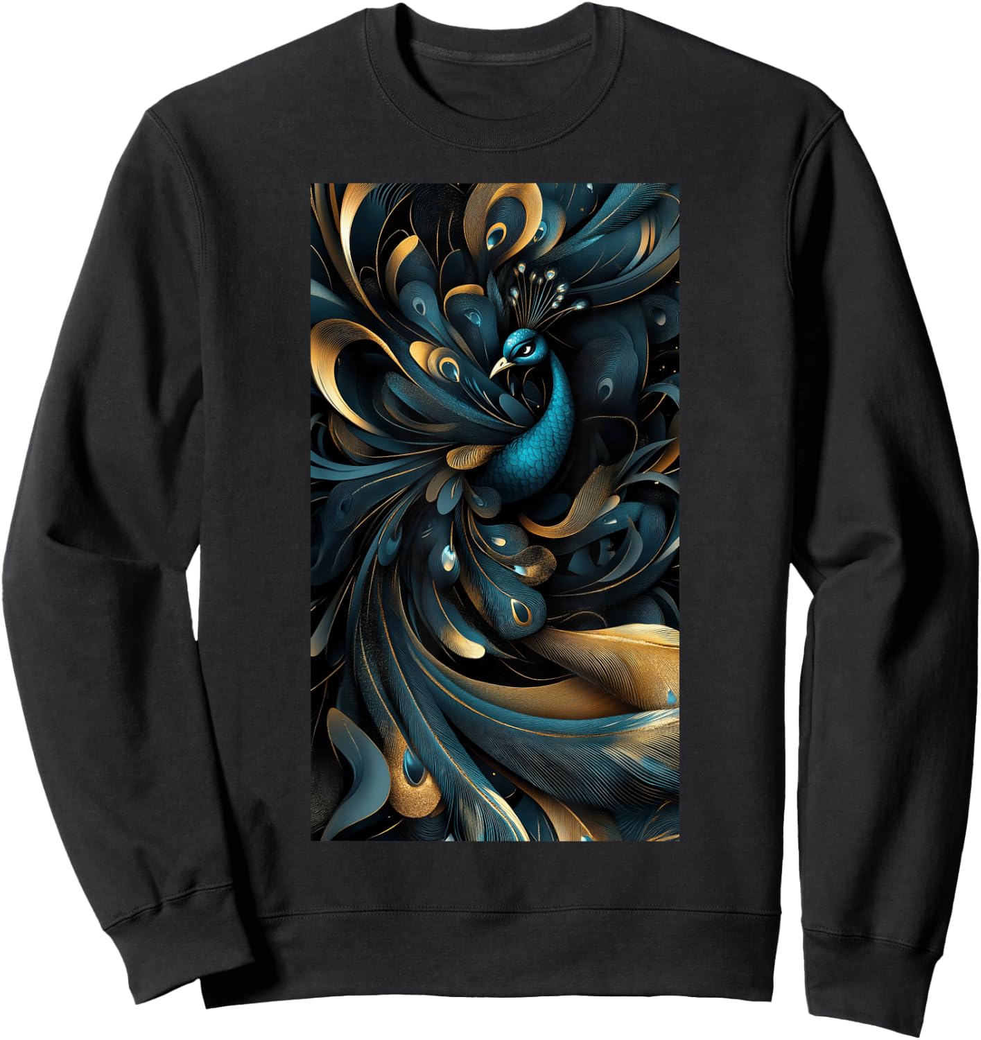 Peacock Feather Peacock art Colors Bird Abstract Sweatshirt - Sweatshirt | Black