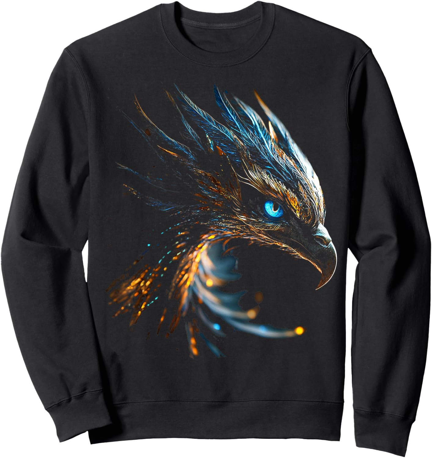 Phoenix Mythical Motif Fantasy Art Blue Eyes Phoenix , black Sweatshirt - Sweatshirt | Black